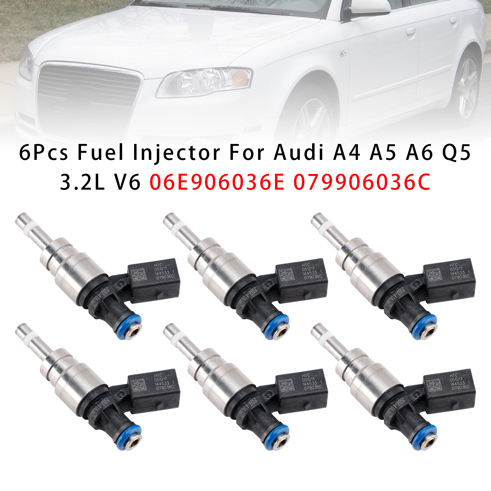 2005-2012 Audi A4 A5 A6 Q5 S6 S8 3.2L V6 6Pcs Fuel Injector 06E906036E 079906036C Generic
