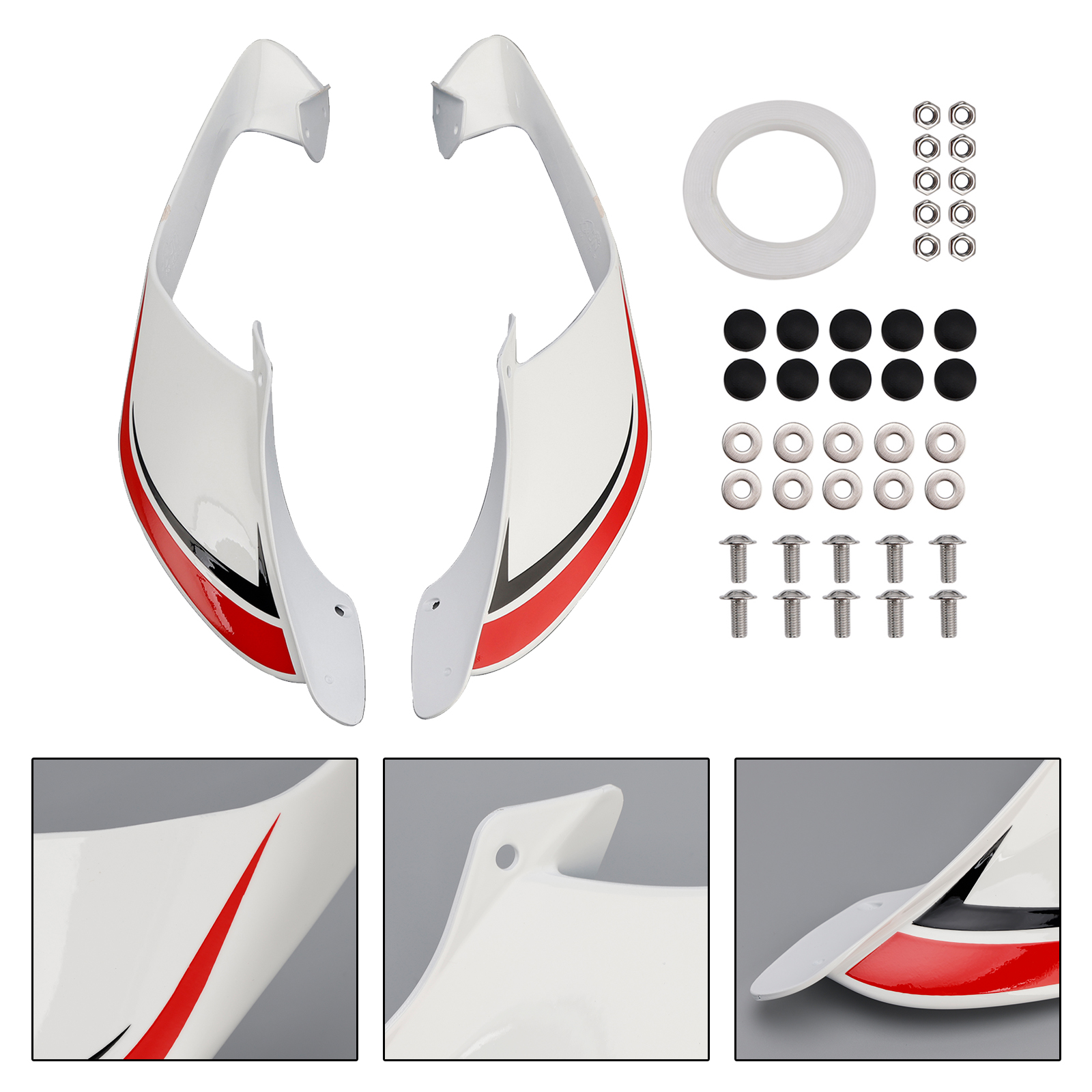 2021-2024 Yamaha YZF R1 R1M Front Side Winglets White+Red Generic