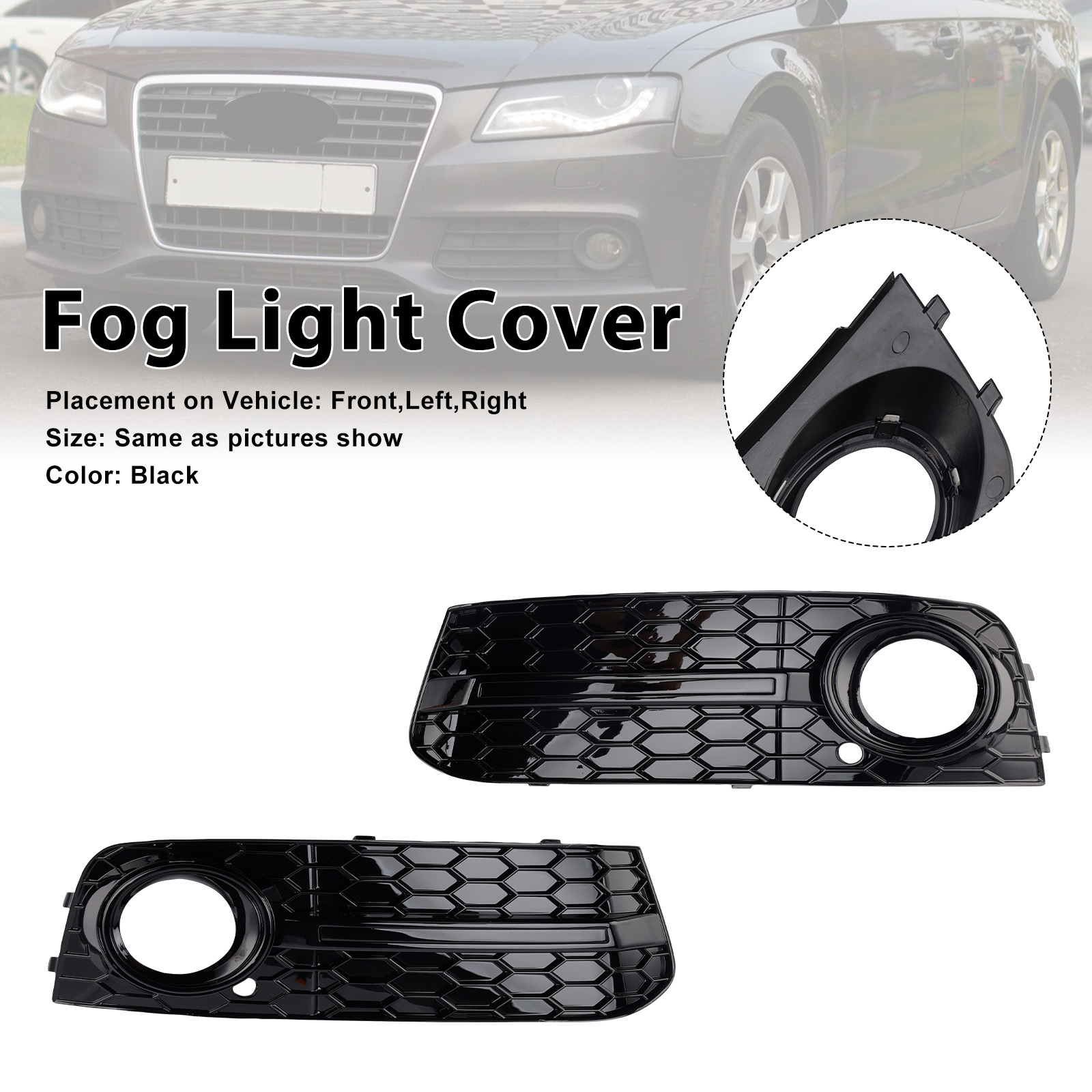 2009-2012 Audi A4 B8 Fog Light Cover Standard Version Black Generic