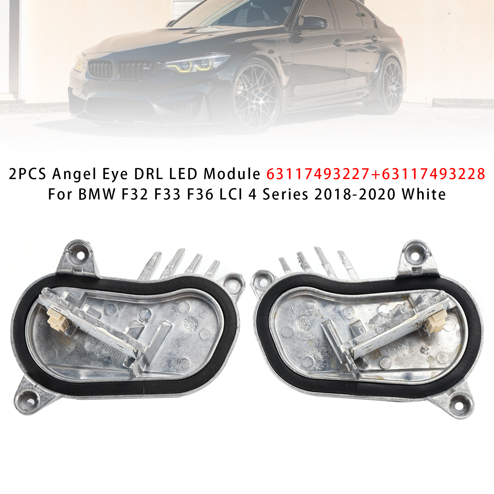 2018-2020 BMW F80 F32 F33 F36 LCI 4 Series 2PCS Angel Eye DRL LED Module 63117493227 63117493228 White Generic