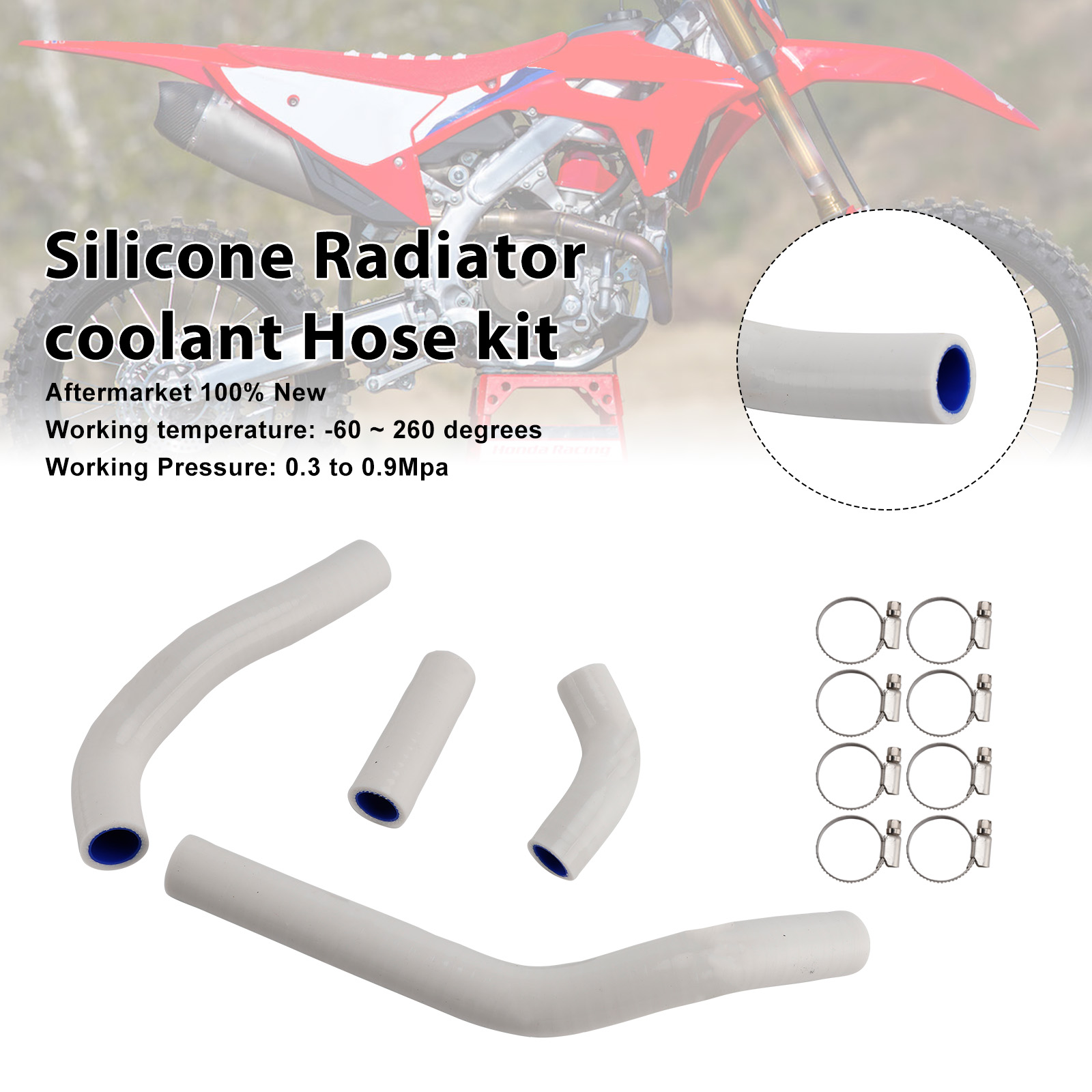 2021-2025 Honda CRF450R/ RX/ RWE Silicone Radiator coolant Hose kit White Generic