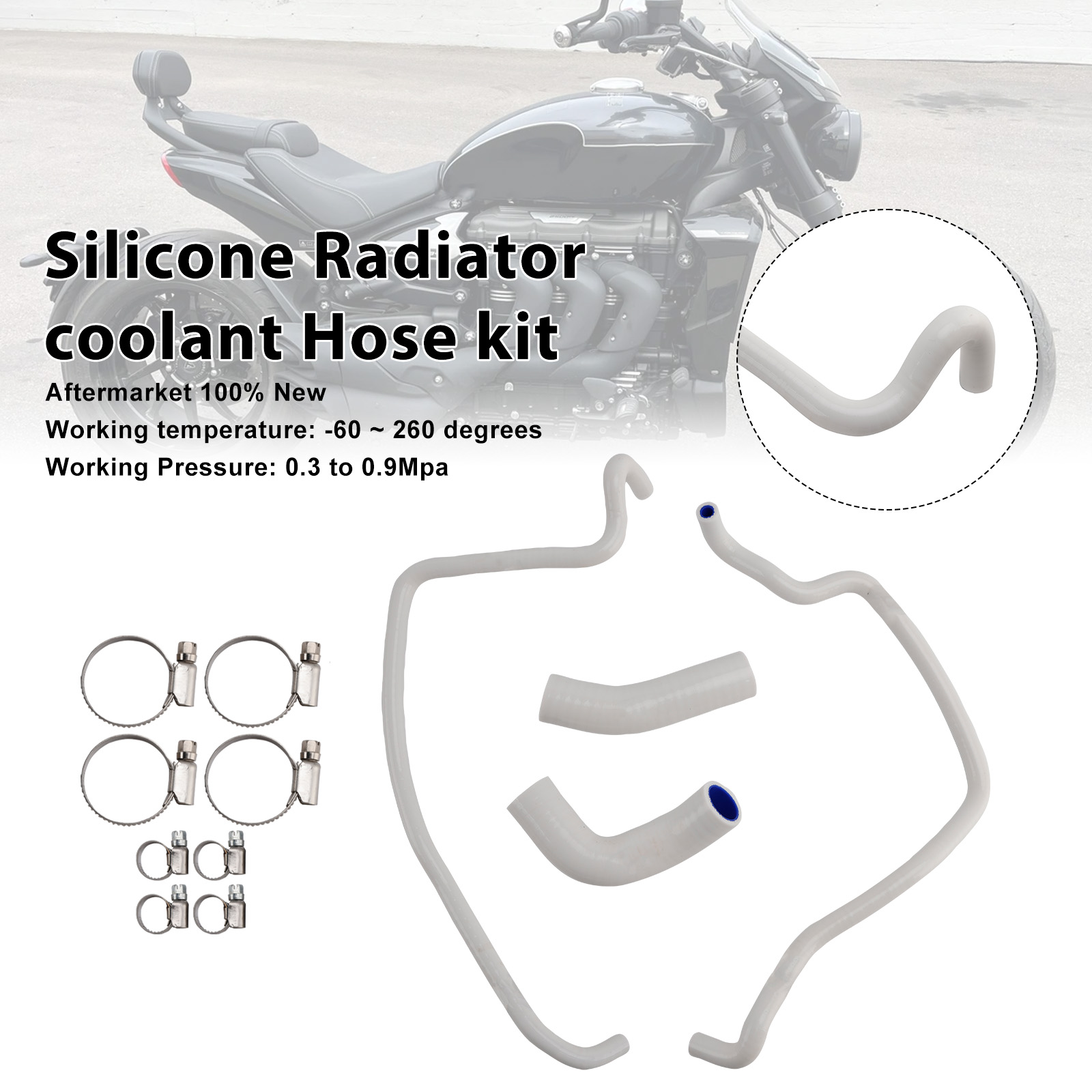 2019-2024 Triumph Rocket 3 Silicone Radiator coolant Hose kit White Generic