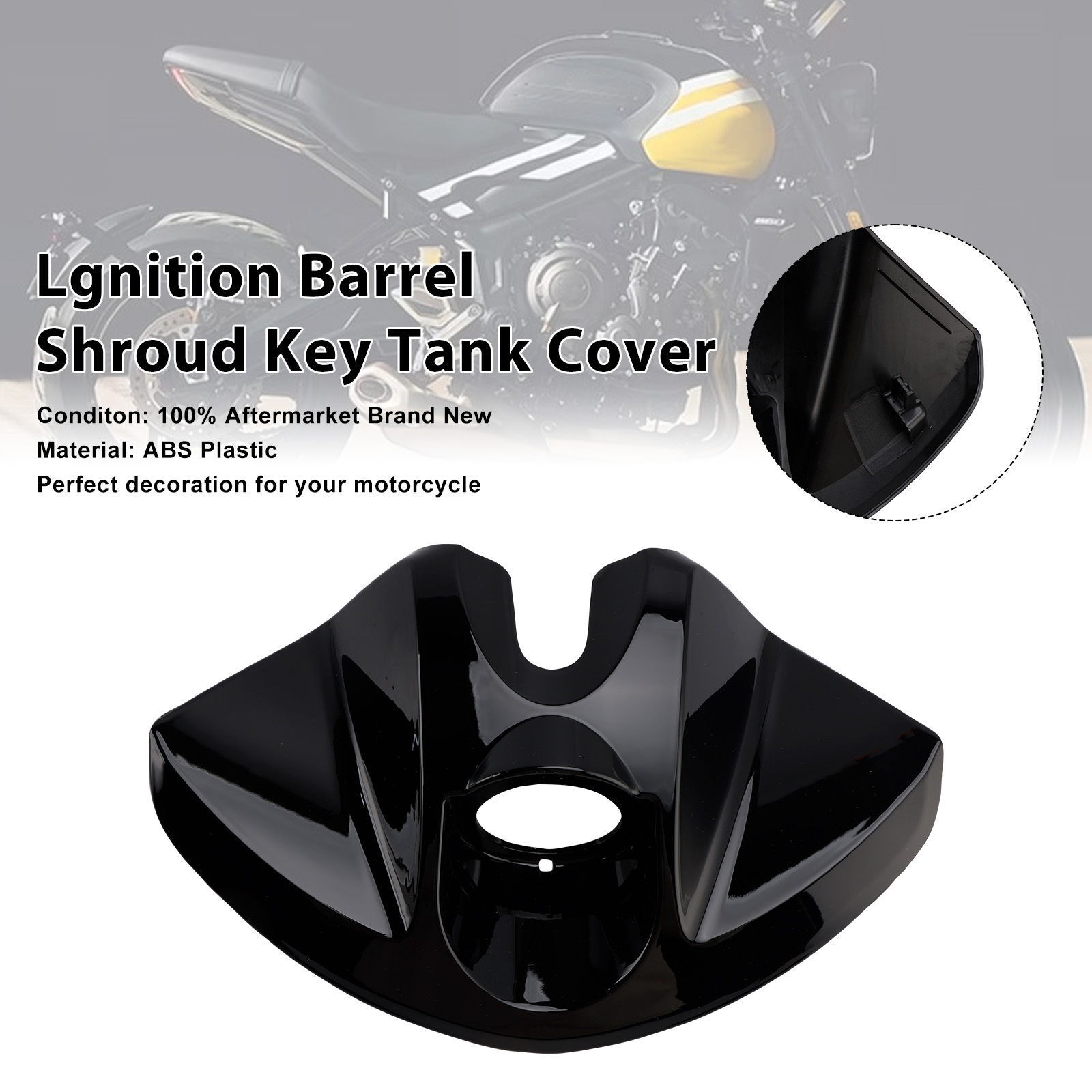 2022-2025 Triumph Trident 660 Lgnition Barrel Shroud Key Tank Cover Black Generic