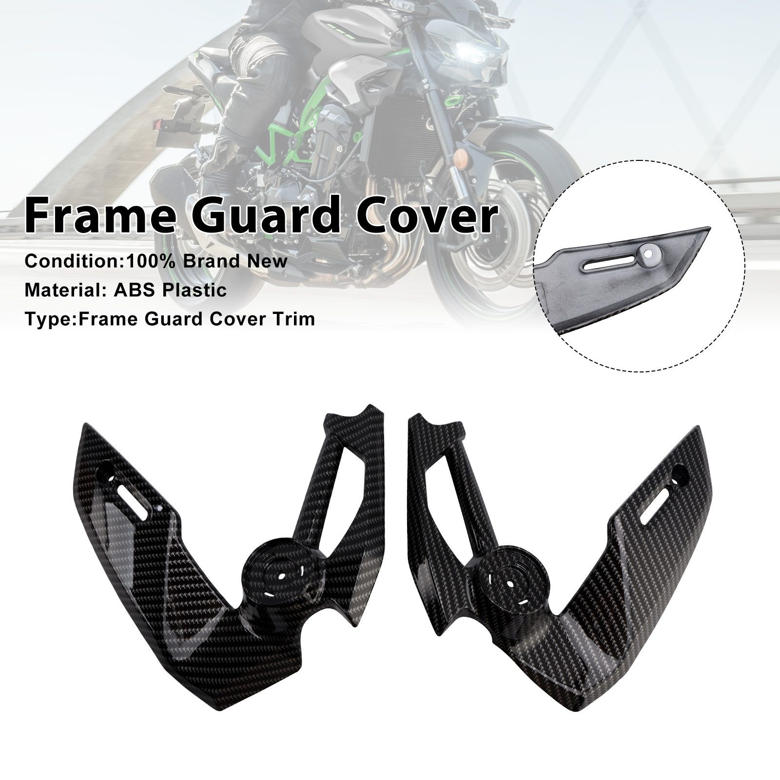 2025-2026 Kawasaki Z900 Frame Side Cover Guard Fairing Carbon Generic