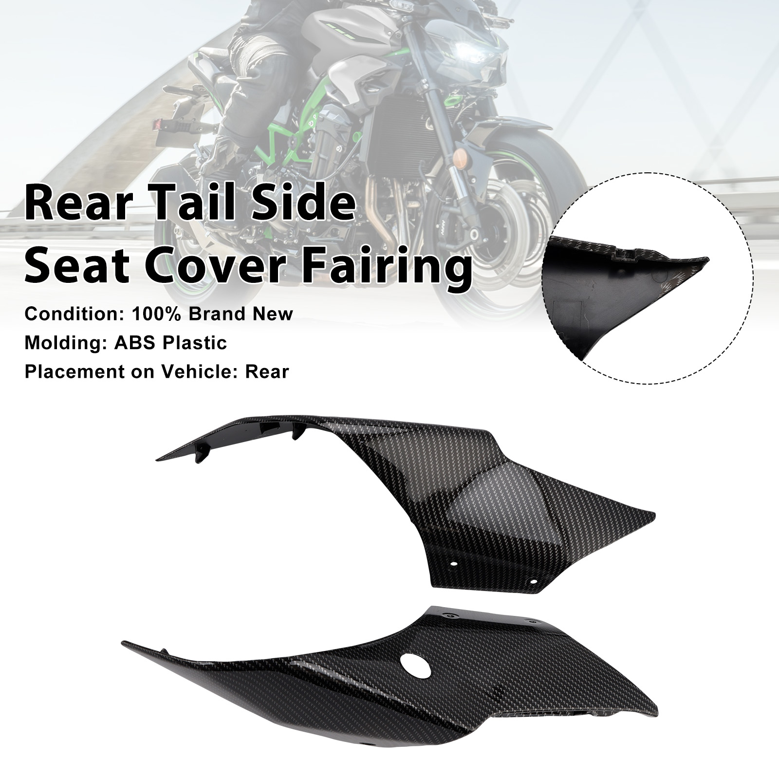 2025-2026 Kawasaki Z900 Rear Tail Side Seat Cover Fairing Carbon Generic