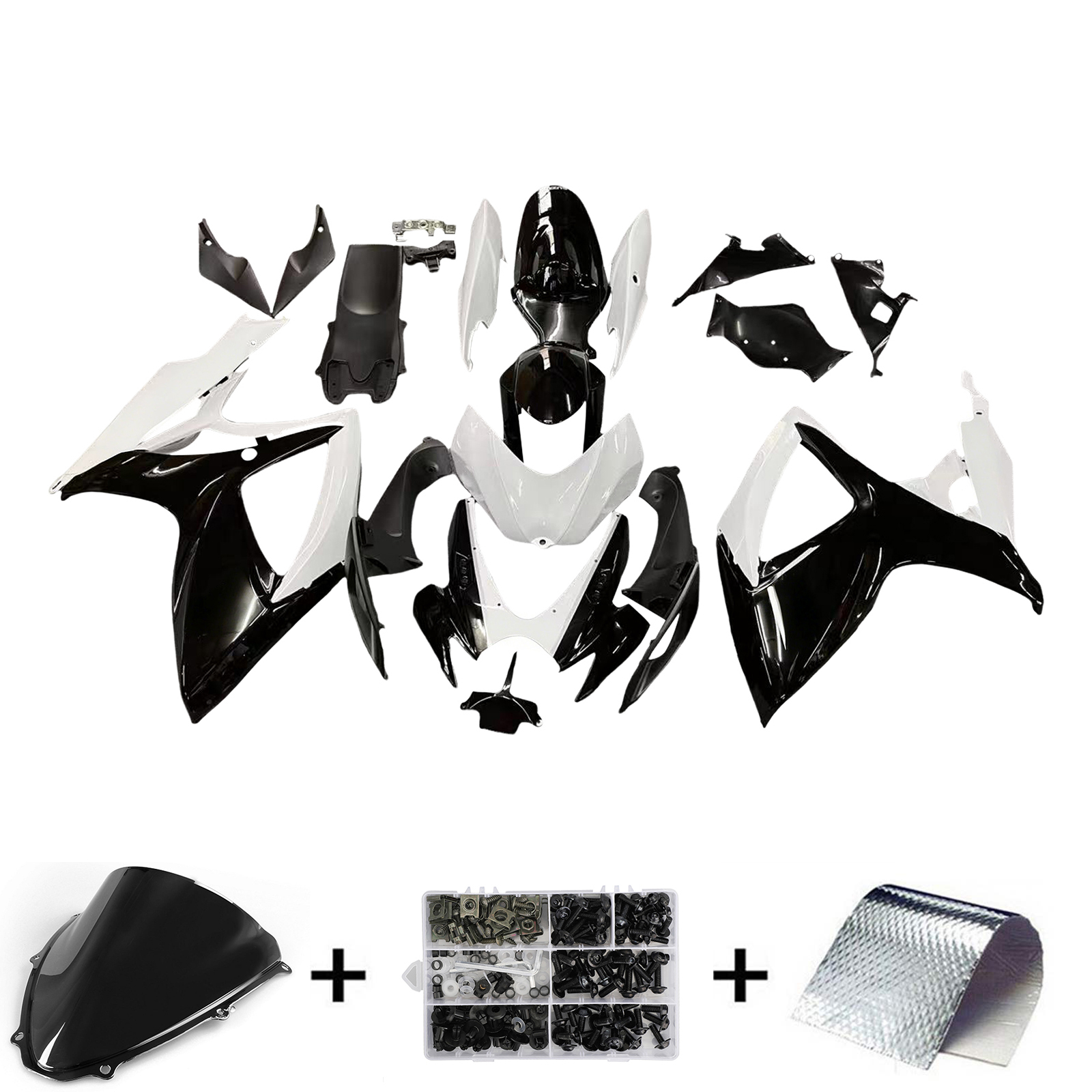 2006-2007 Suzuki GSXR 600 750 Black & White GSXR Racing Amotopart Fairings Customs Fairing