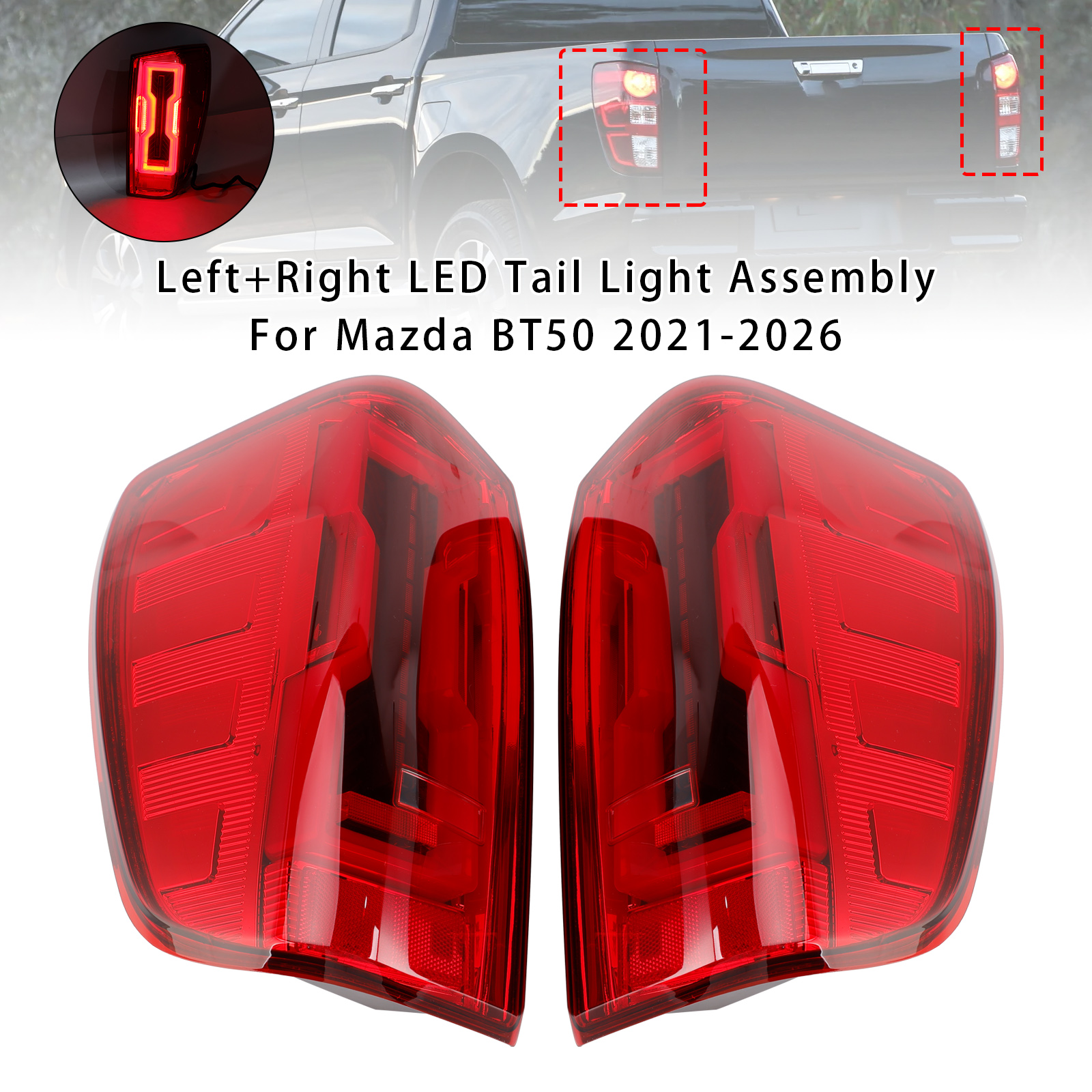 2021-2026 Mazda BT-50 BT50 Left+Right LED Tail Light Assembly Generic