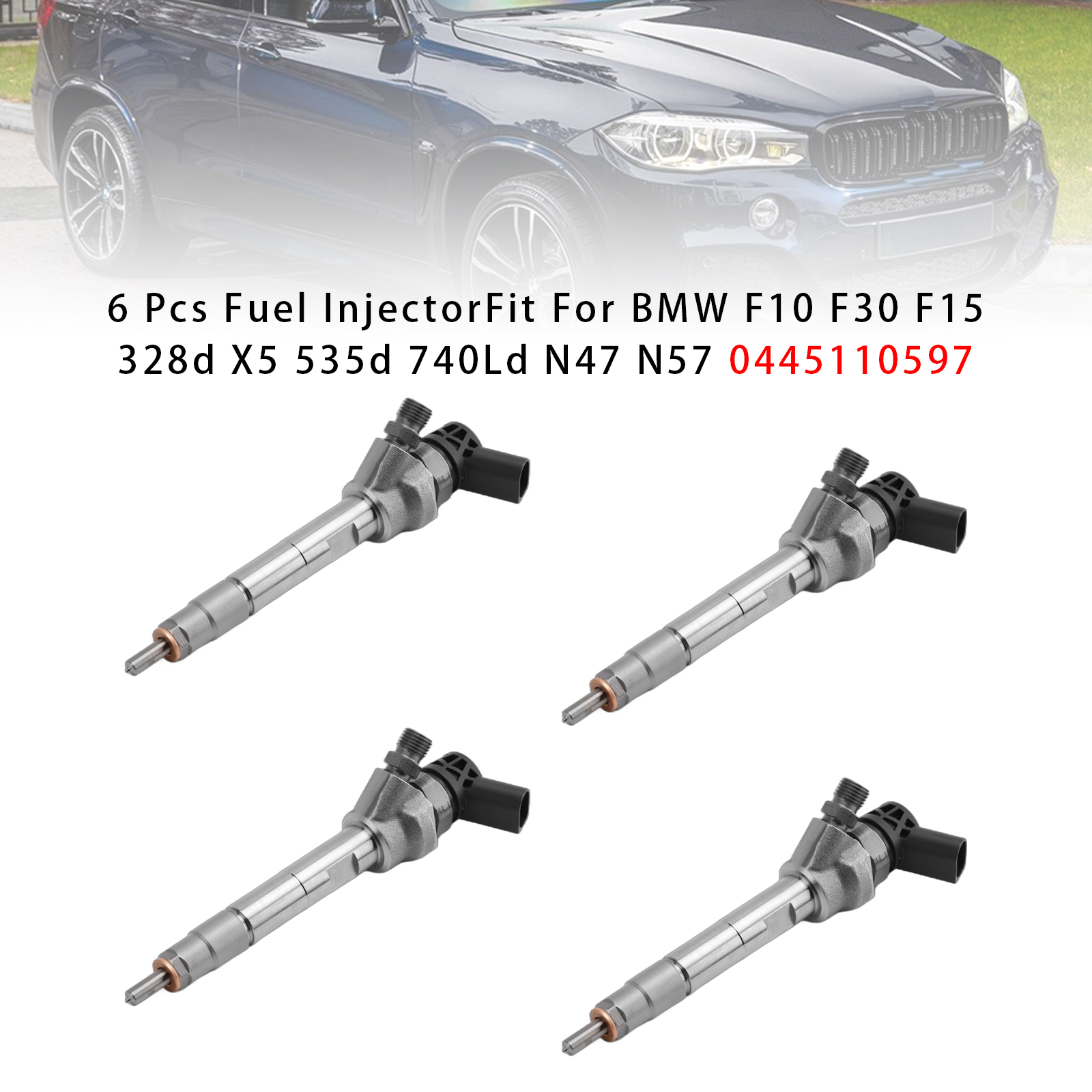 2014-2018 BMW F10 F30 F15 328d X5 535d 740Ld N47 N57 4Pcs Fuel Injector 0445110597 Generic