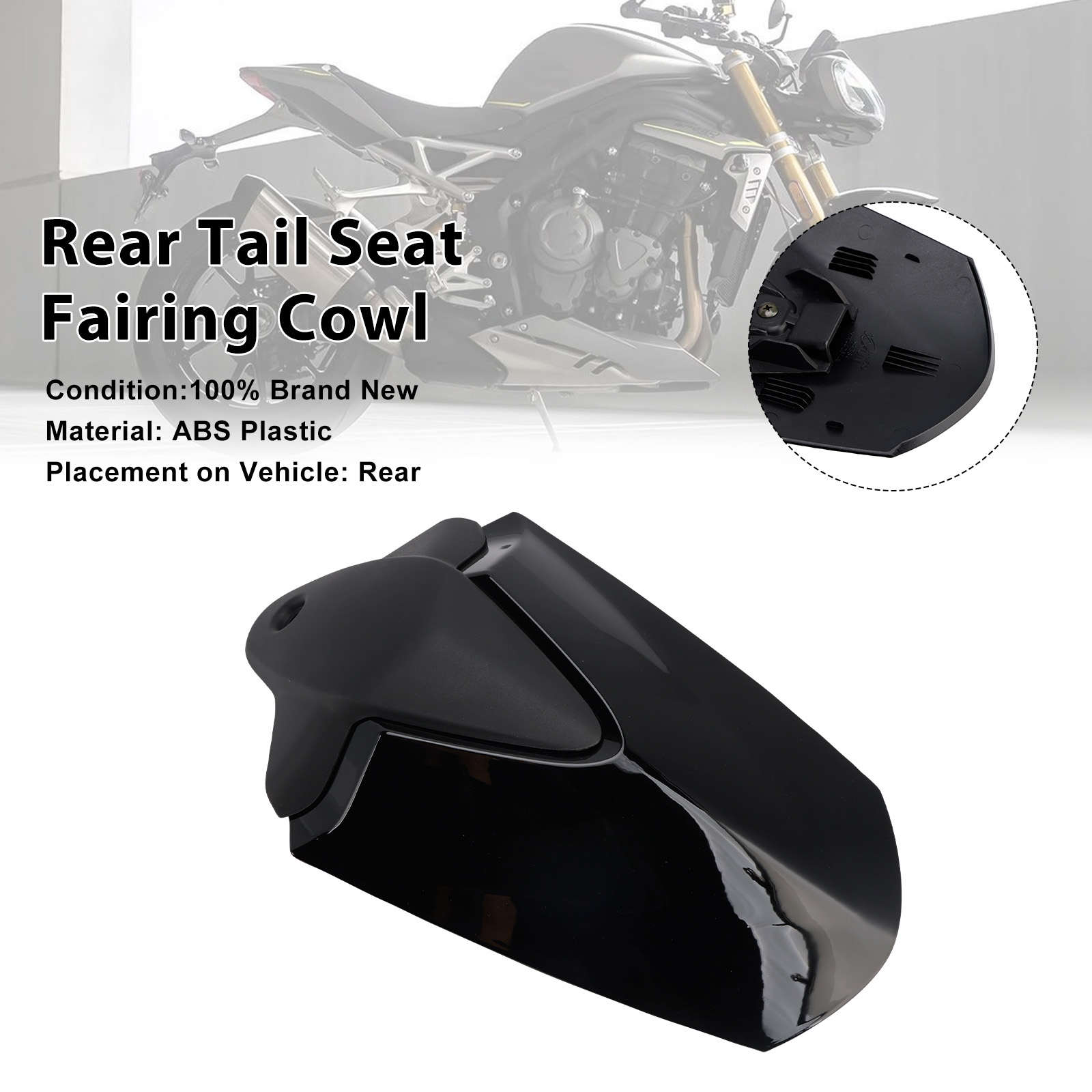 2021-2024 Triumph Speed Triple 1200 RS Rear Tail Seat Fairing Cowl Black Generic