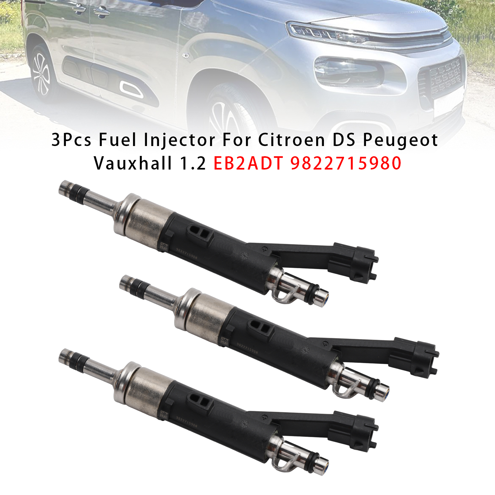 3Pcs Fuel Injector For Citroen DS Peugeot Vauxhall 1.2 EB2ADT 9822715980