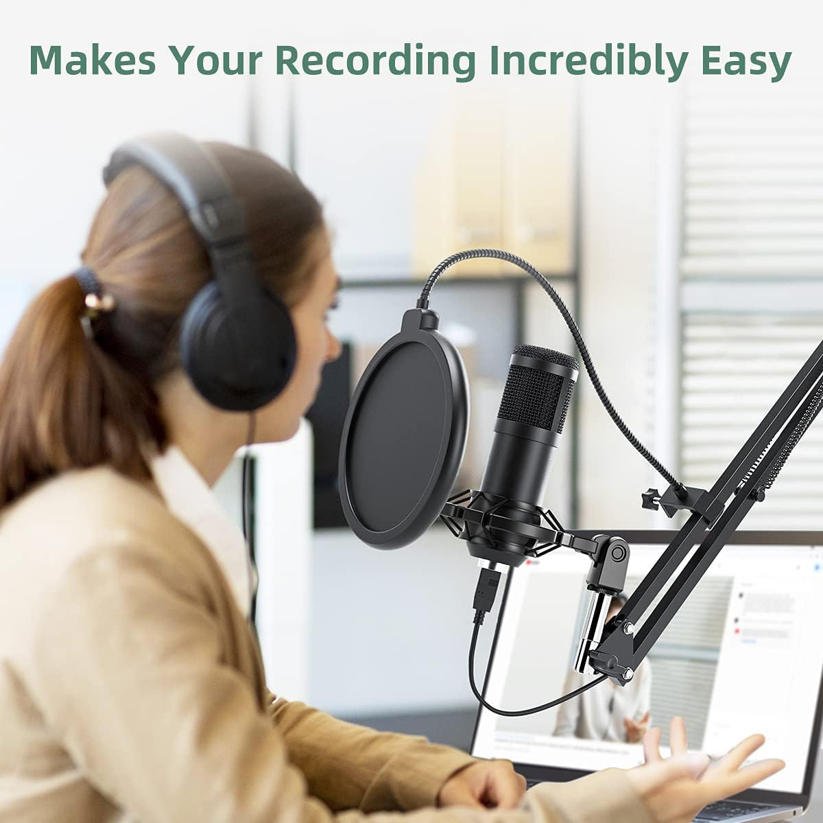 BM800 USB Condenser Microphone for PC Studio Microphone Kit Podcasting Recording