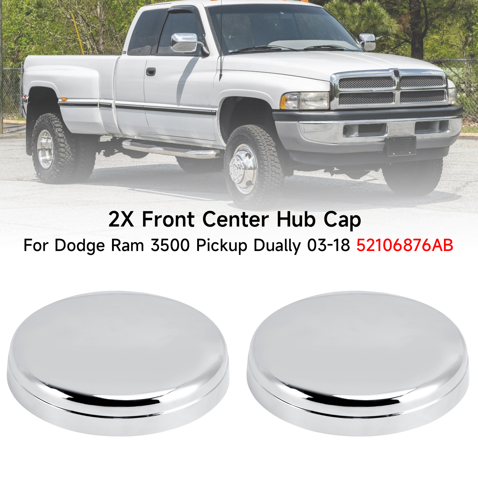 2003-2010 Dodge Ram 3500 Dually 2X Front Center Hub Cap 52106876AB Generic