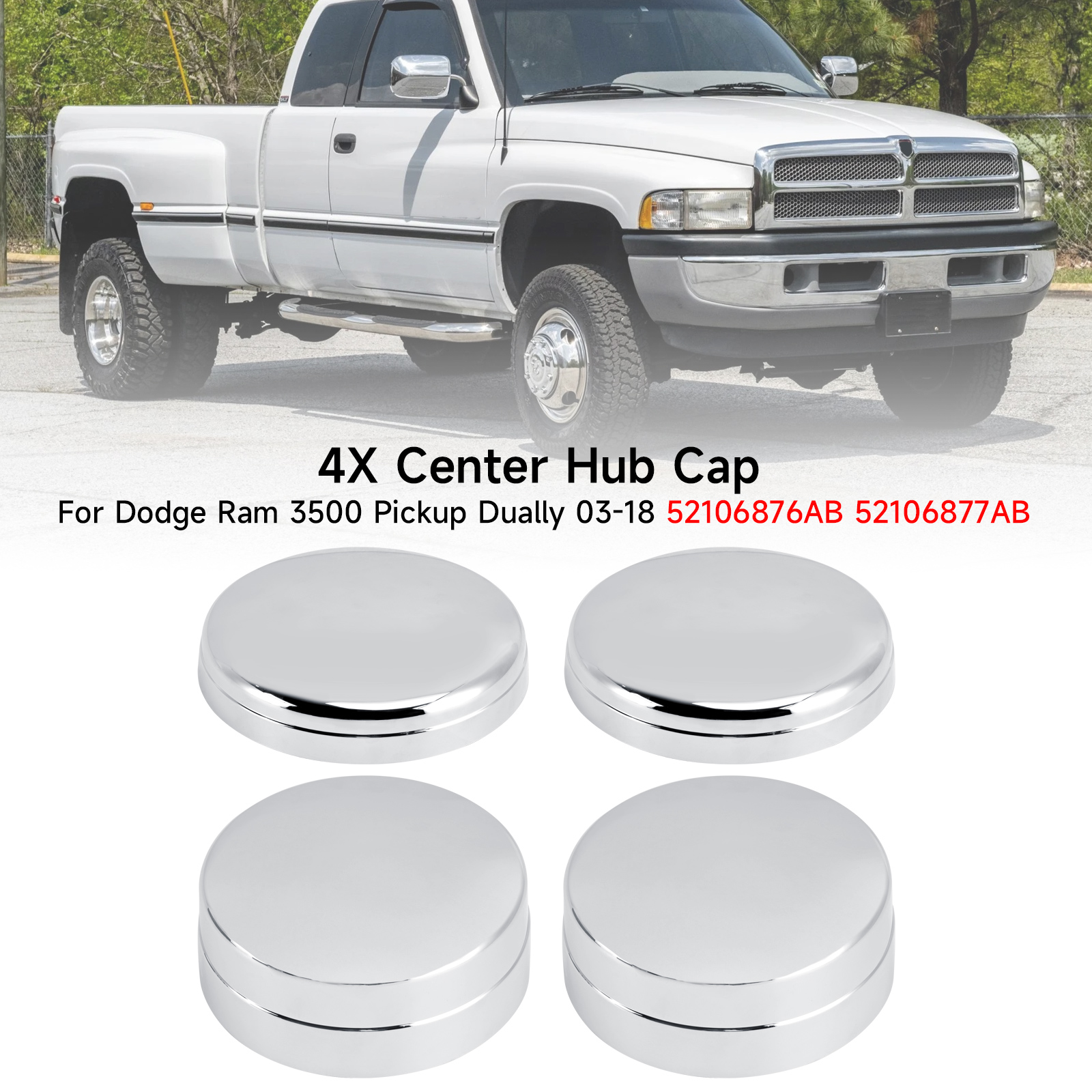 2003-2010 Dodge Ram 3500 Dually 4X Center Hub Cap 52106877AB Generic