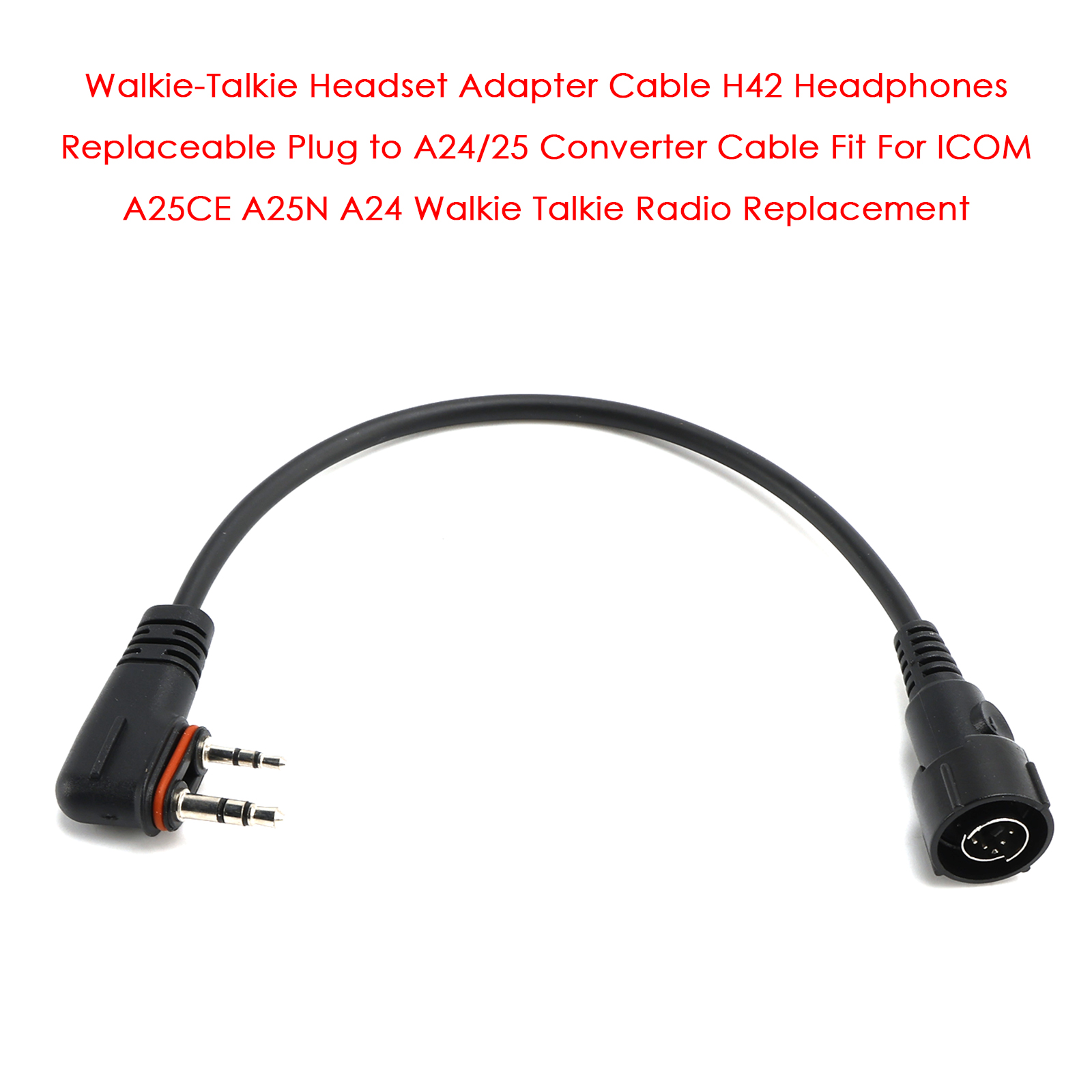 H42 Headphones Replaceable Plug to A24 Converter Cable For ICOM A25CE A25N A24