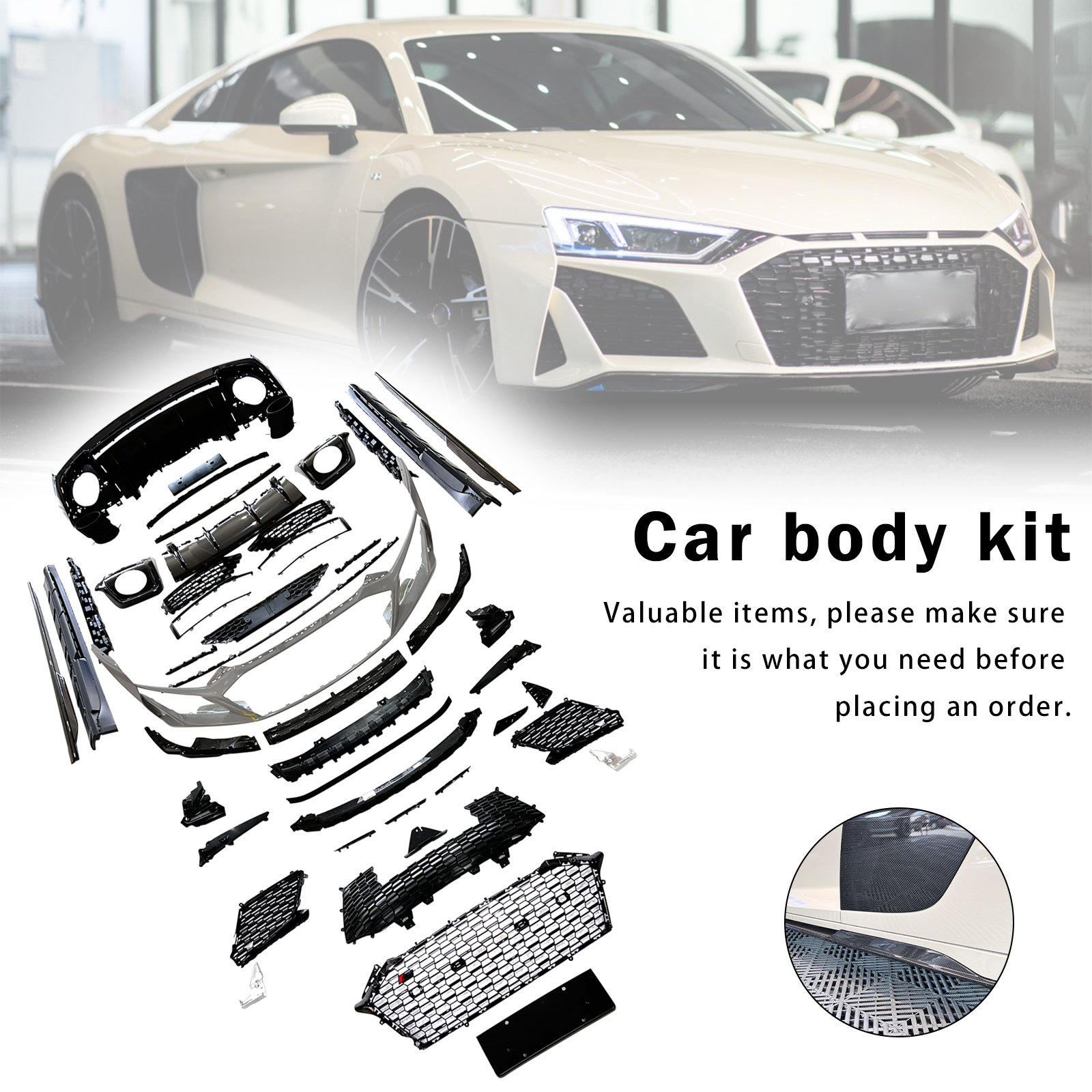 2016-2020 AUDI R8 4S Carbon Fiber Body Kit Wet Carbon Fiber Generic