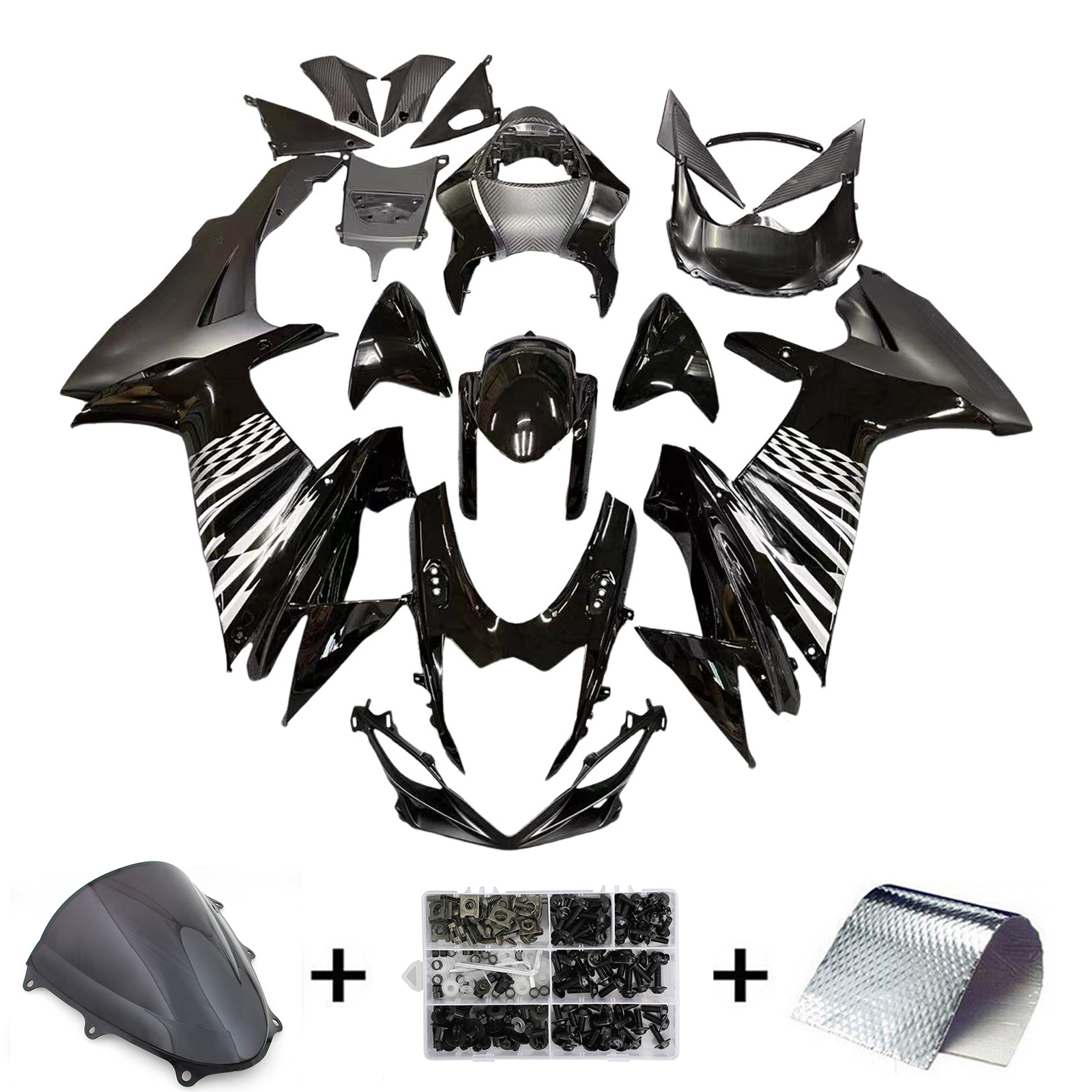 2011-2023 Suzuki GSXR600 GSXR750 K11 Black Checkered GSXR Amotopart Fairings Plastics Customs Fairing
