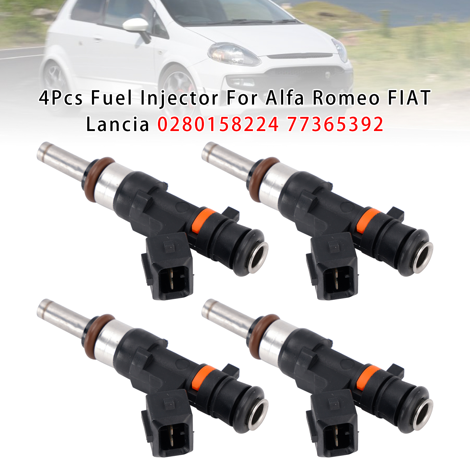 2008-2014 Alfa Romeo FIAT Lancia 4Pcs Fuel Injector 0280158224 77365392 Generic