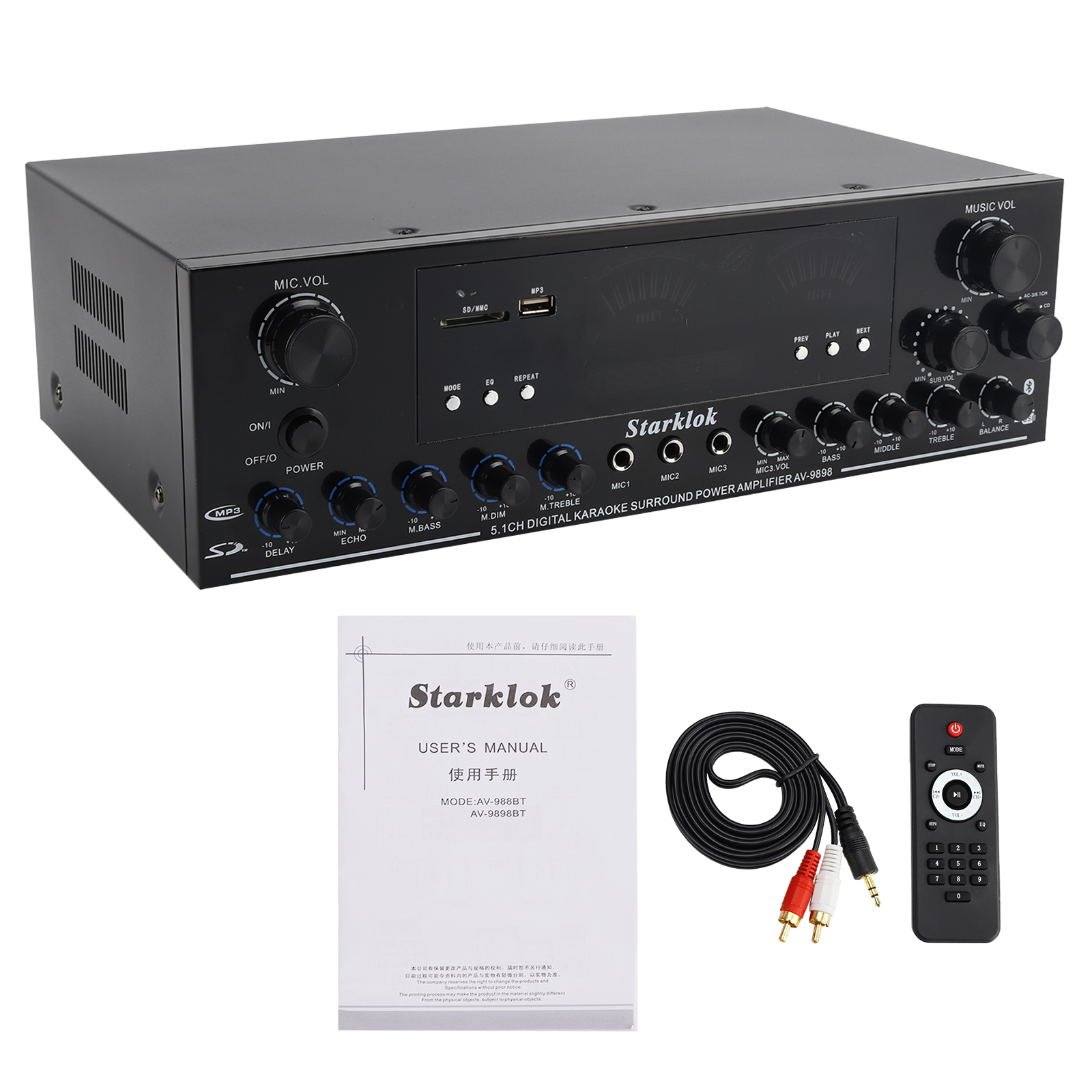 3000W Stereo HiFi Power Amplifier 5.1Channel Subwoofer Bluetooth Amplifier Audio