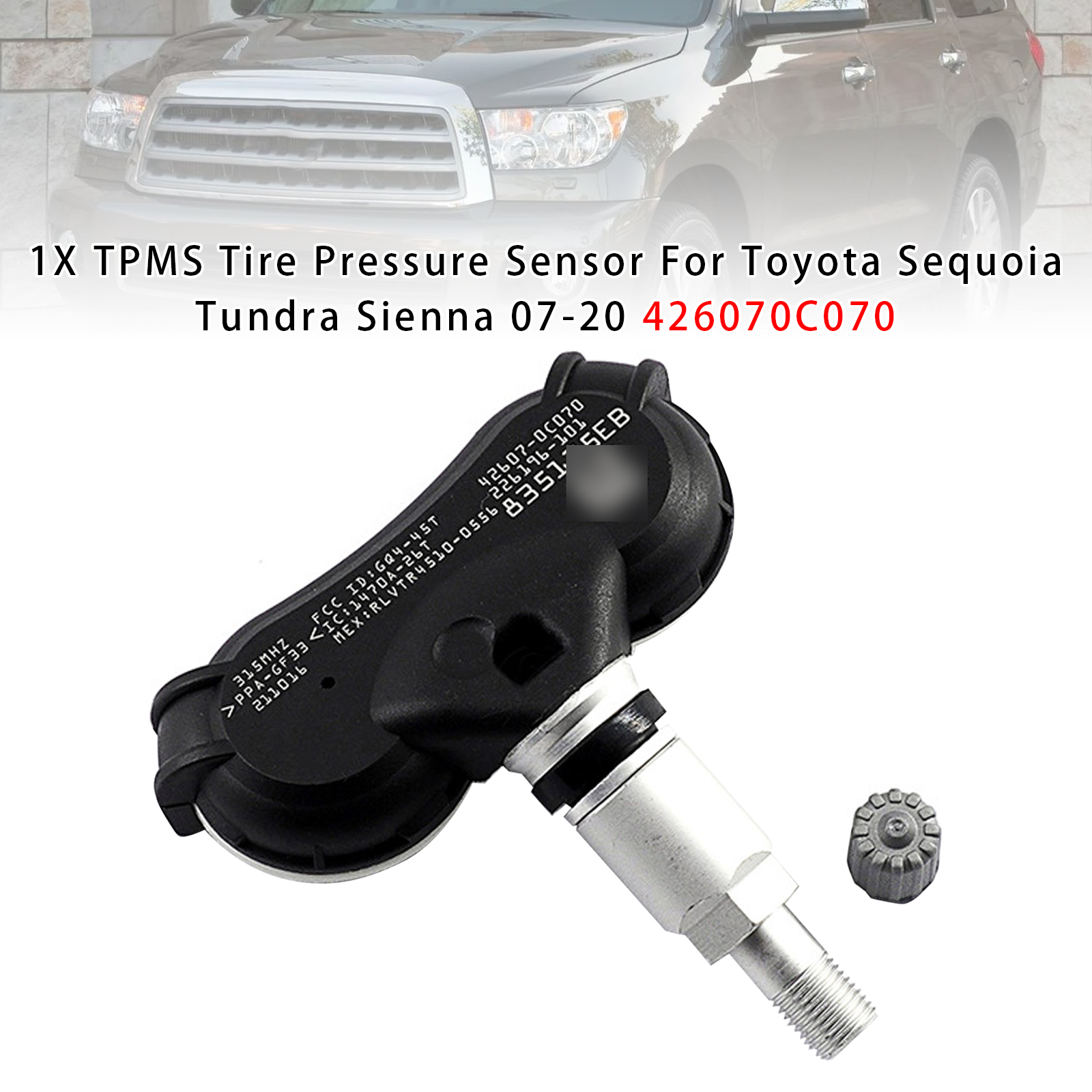 2007-2020 Toyota Sequoia Tundra Sienna 1X TPMS Tire Pressure Sensor 426070C070 Generic