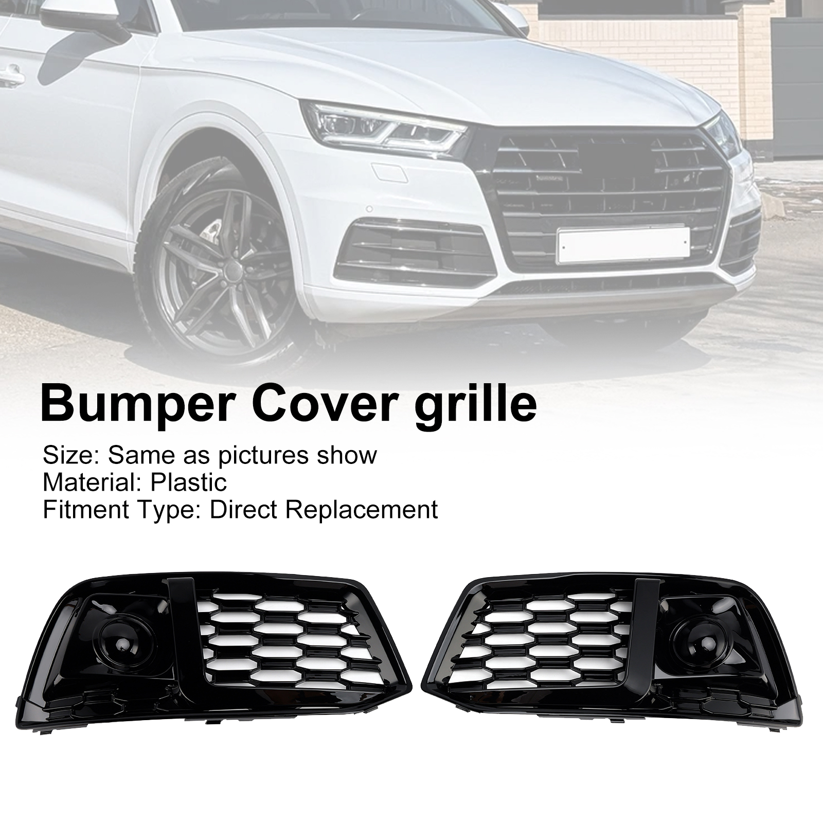 2018-2022 Audi Q5 Standard Version 2PCS Front Bumper Cover Grille Generic