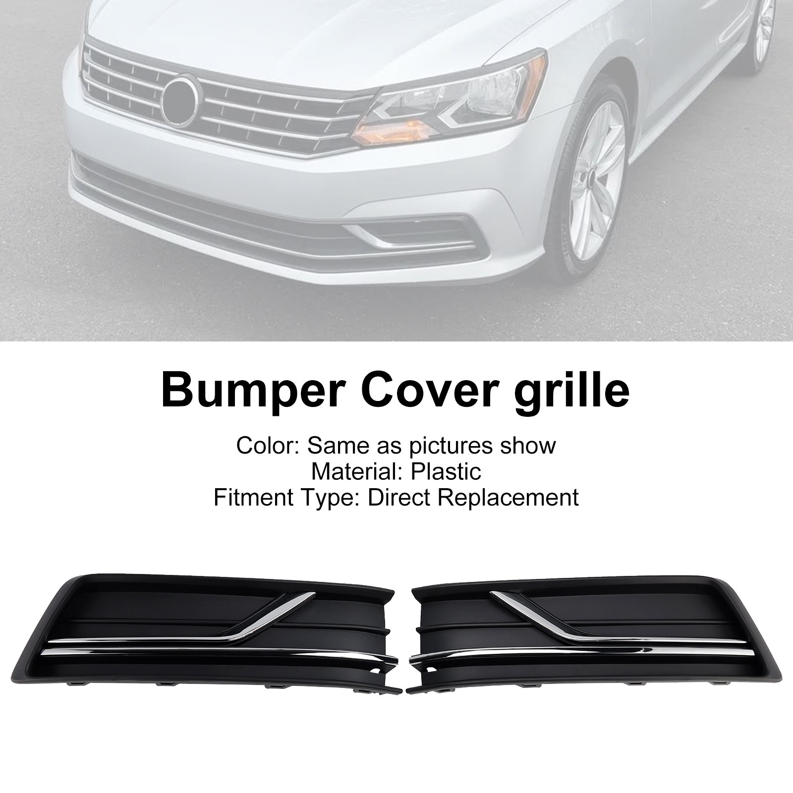 2016-2019 VW Passat B8 2PCS Front Left and Right Side Fog Light Cover Chrome Generic