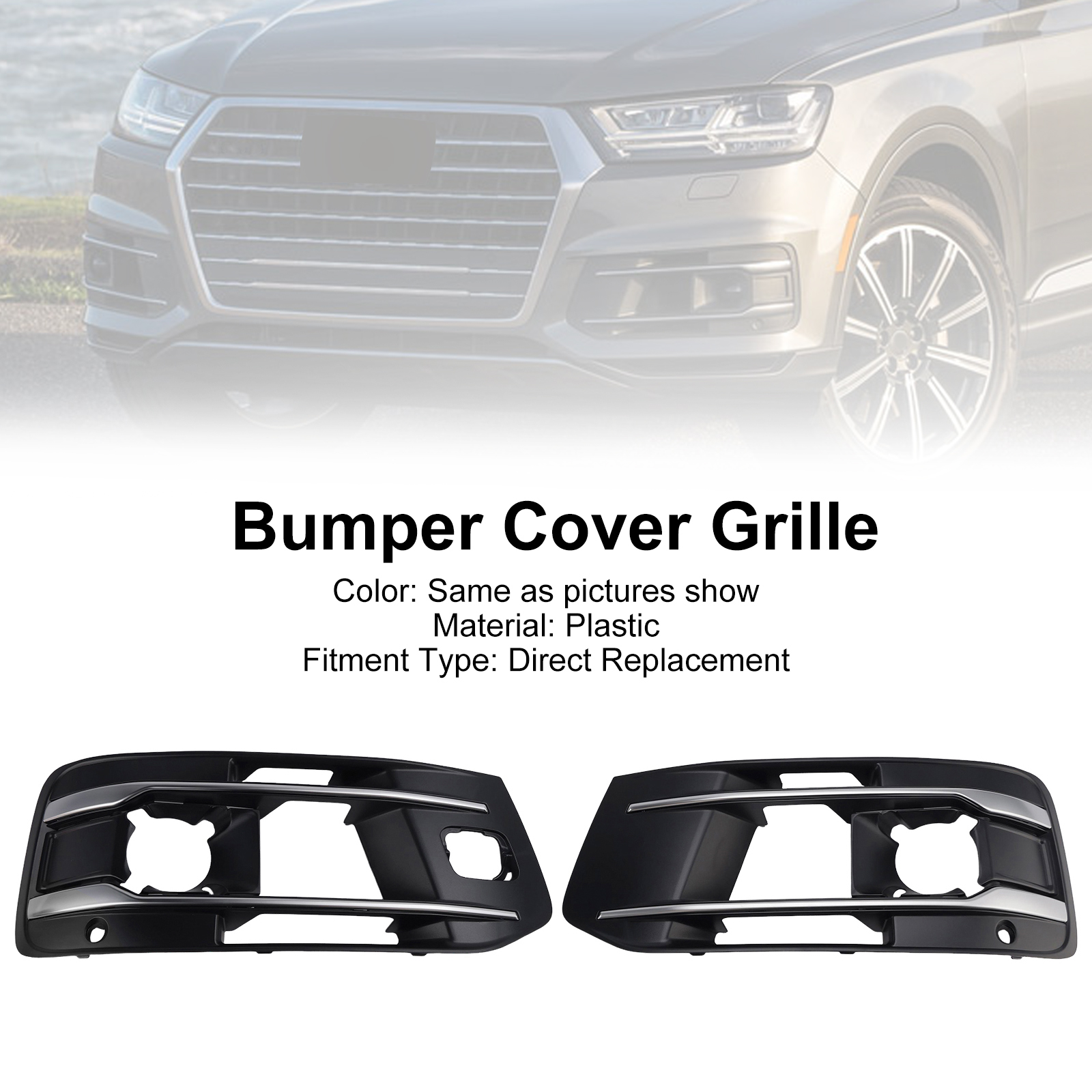 2016-2019 Audi Q7 2PCS Front Bumper Fog Light Grille Cover 4M0807682AA4W3 Generic