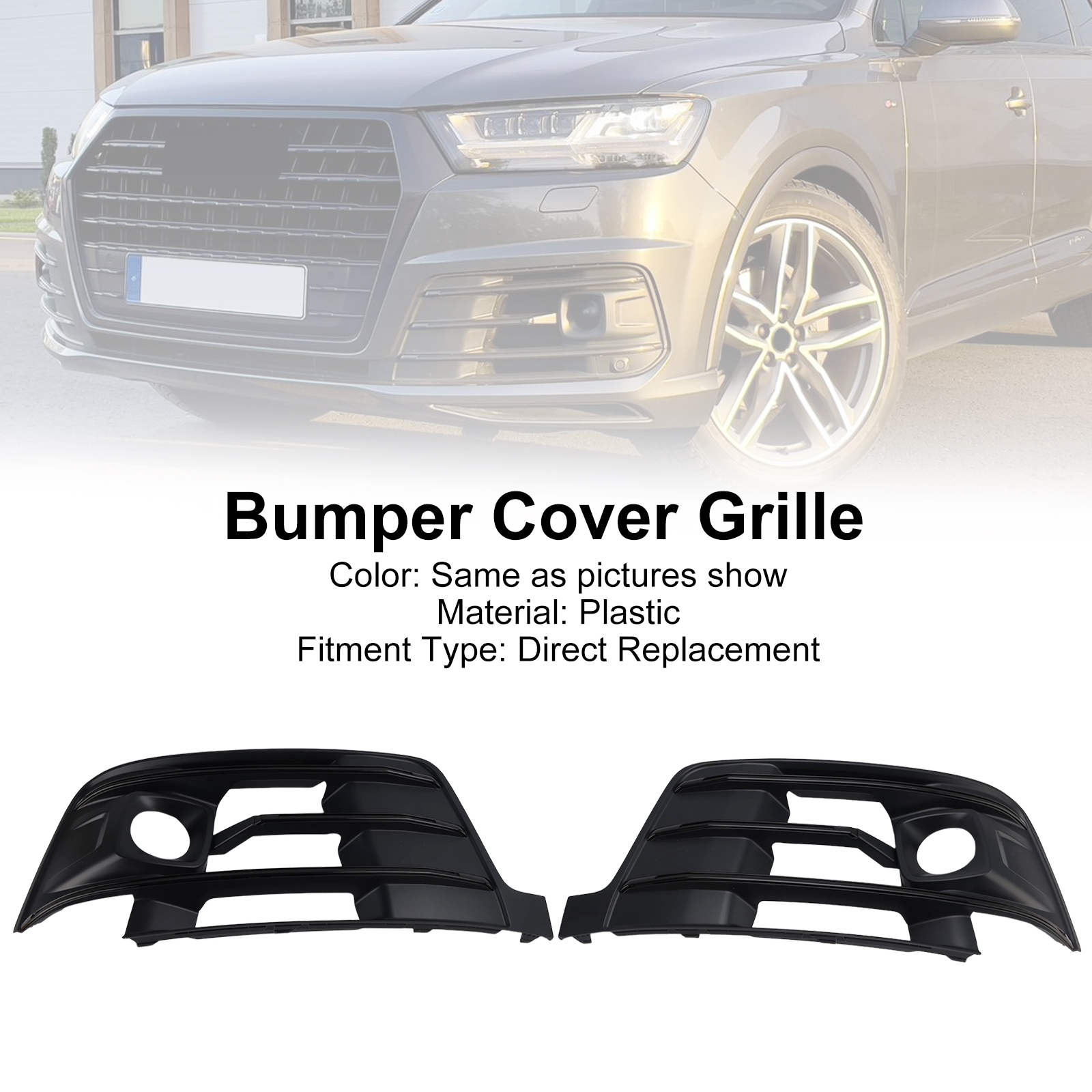 2016-2019 Audi Q7 S-line 2PCS Front Bumper Fog Light Grille Cover 4M0807681E Generic