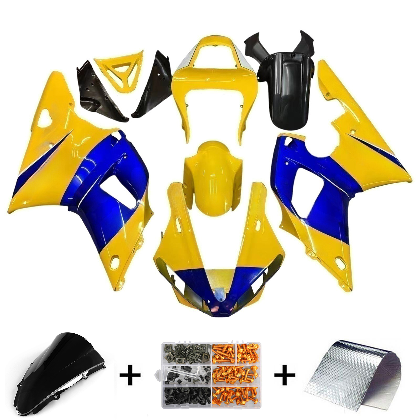 2000-2001 Yamaha YZF-R1 Yellow Blue No.46 Camel Racing Amotopart Fairings Customs Fairing