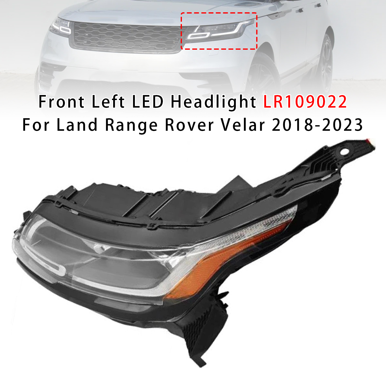 2018-2023 Land Range Rover Velar Front Left LED Headlight LR109022 Generic