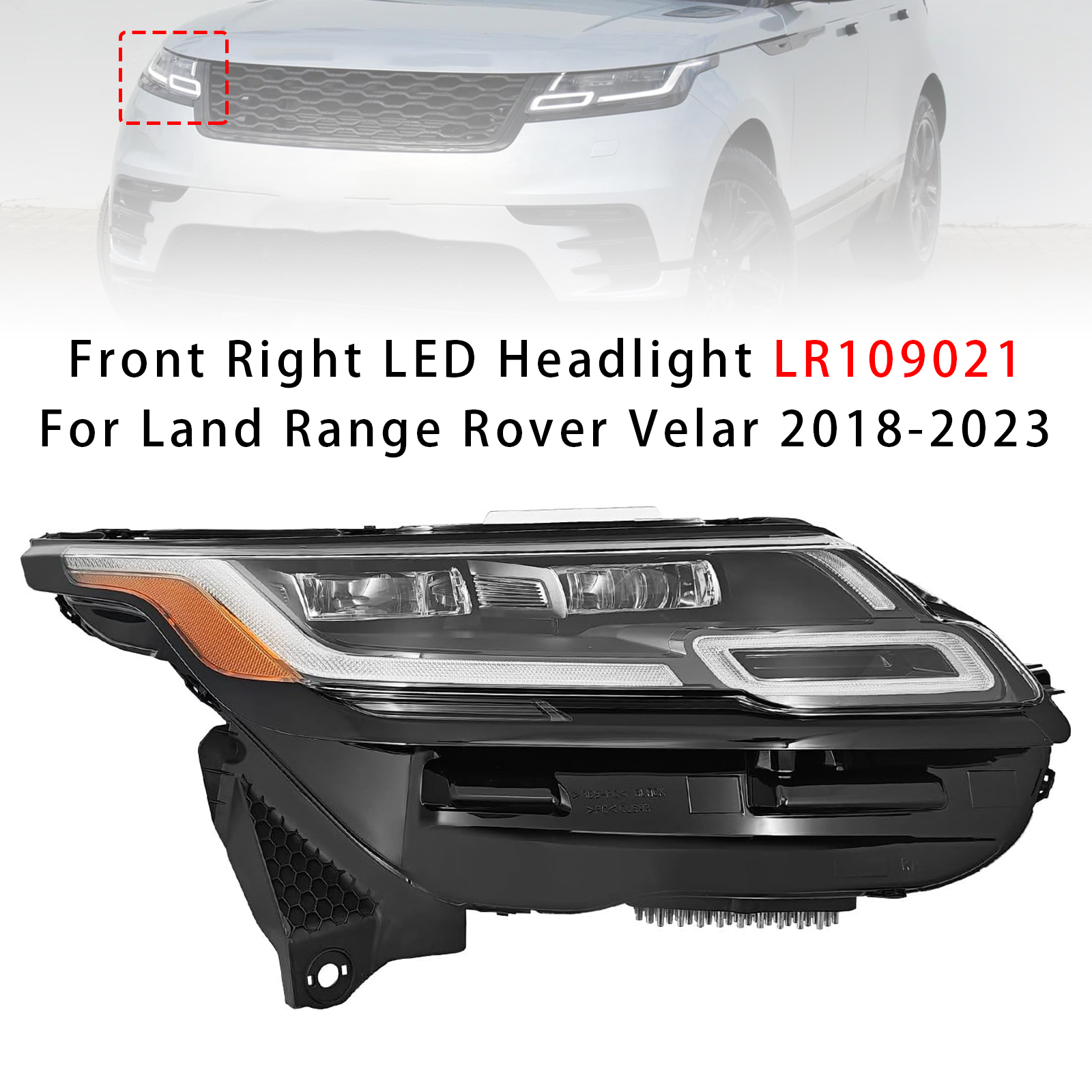 2018-2023 Land Range Rover Velar Front Right LED Headlight LR109021 Generic