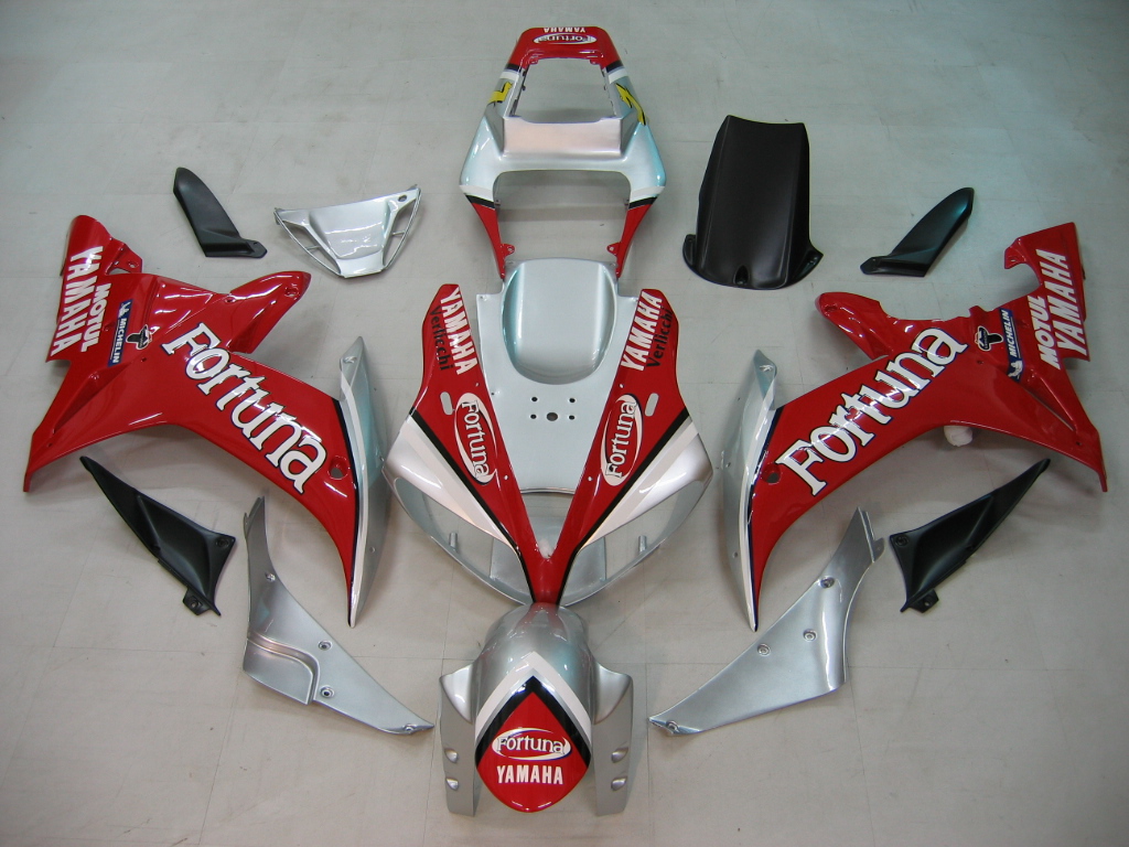 2002-2003 Yamaha YZF-R1 Red Silver Fortuna Racing Amotopart Fairings Customs Fairing