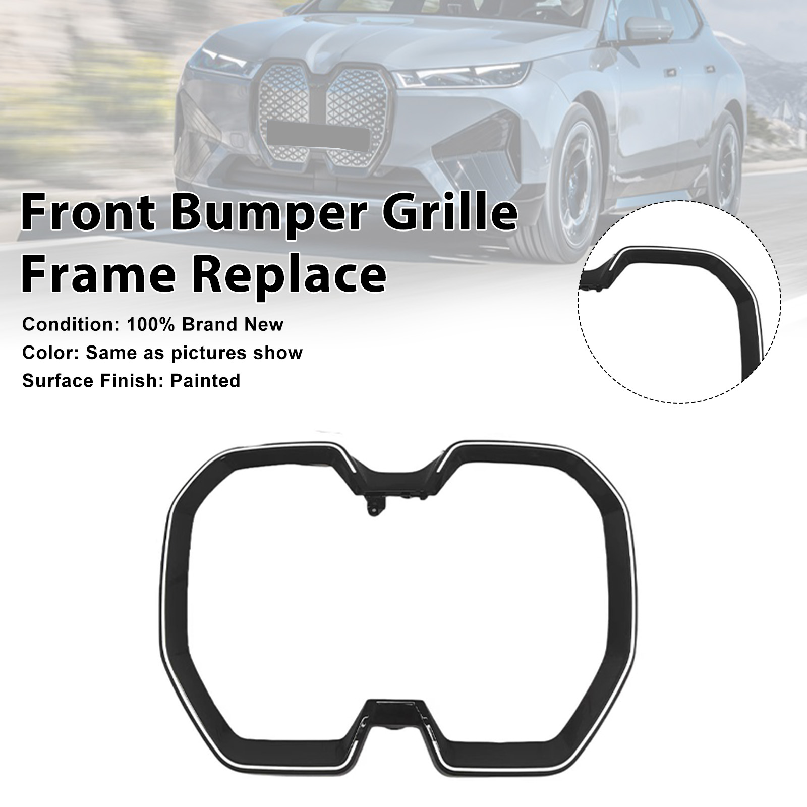 2022-2025 BMW iX SUV Front Bumper Kidney Grille Frame Replace Black Generic
