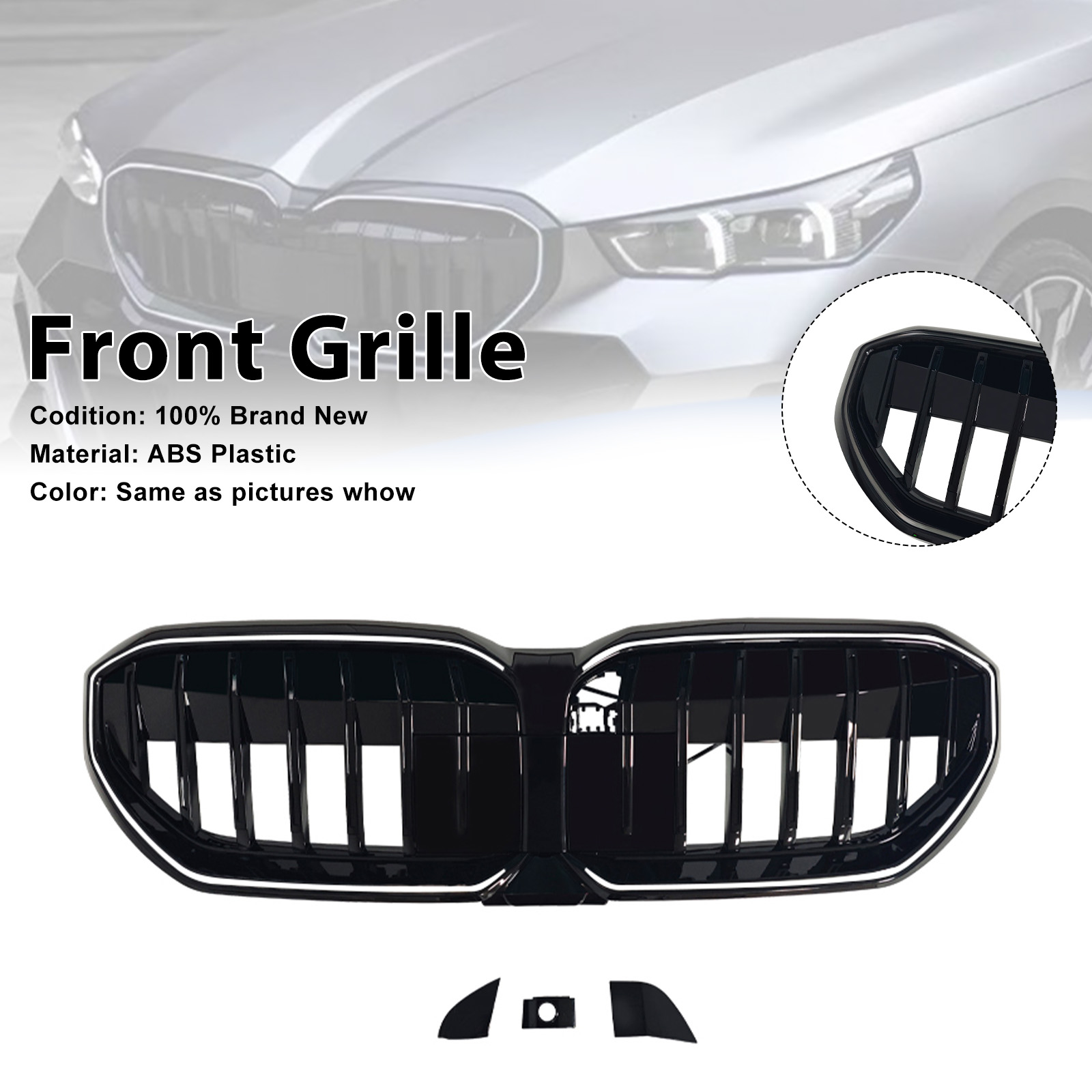 2024-2026 BMW 5 Series I5 G60 G61 G68 M60-Style Front Bumper Grille Black Generic