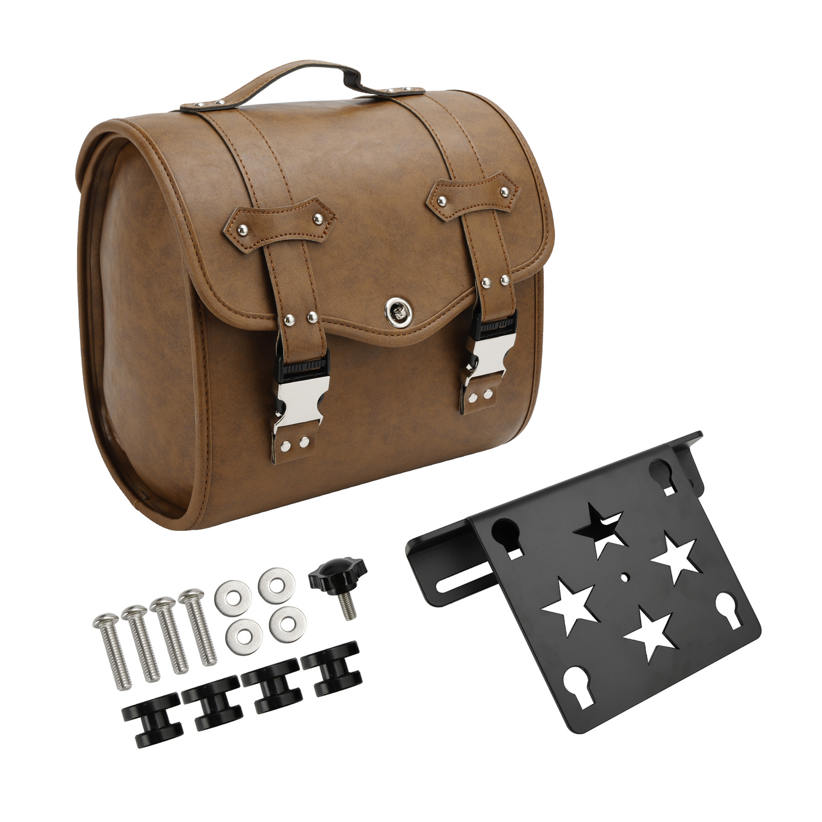 Motorbike Quick Release Saddlebag W/ Bracket Luggage Storage Brown Generic