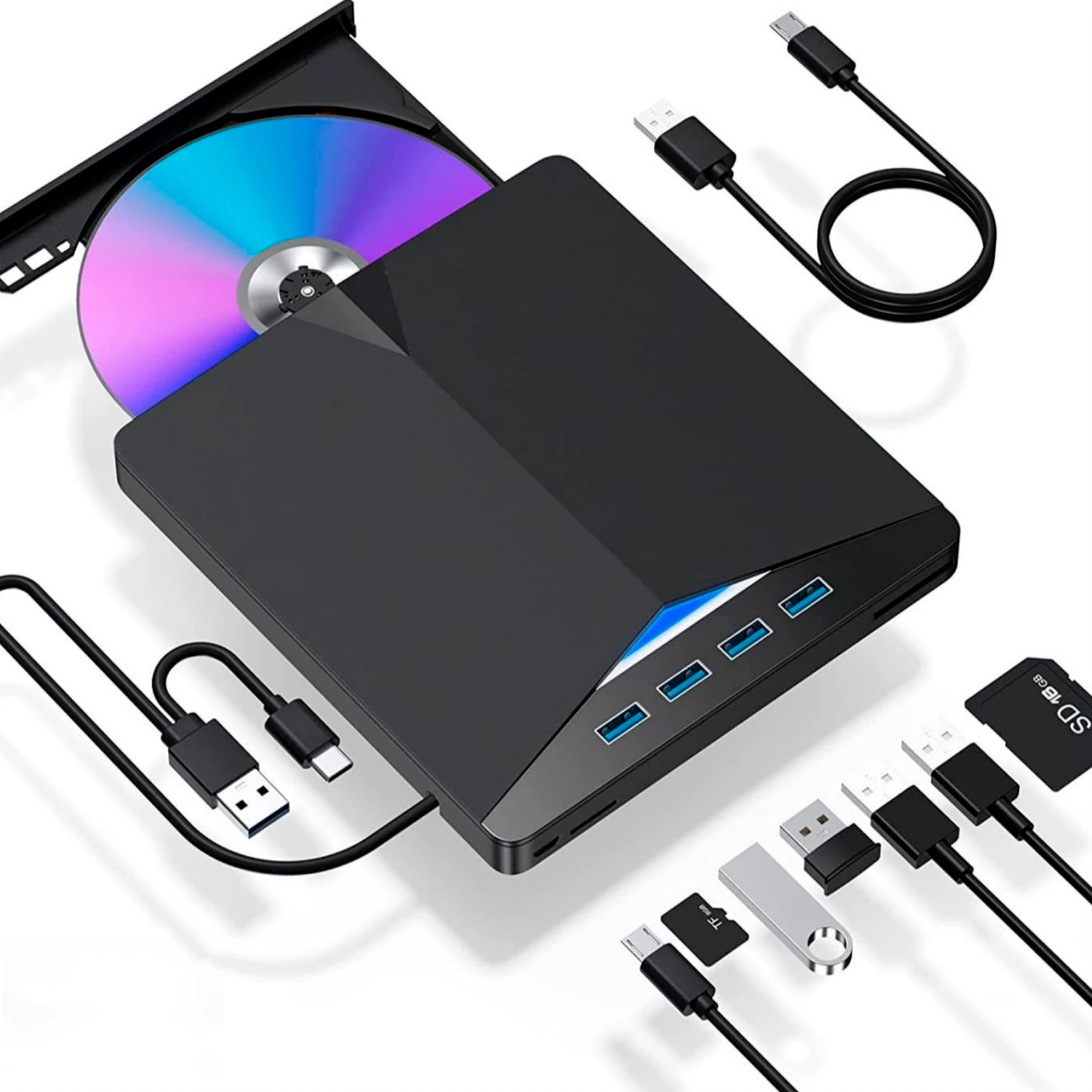 7 IN 1 BD Burner External Drive 4K Blue Ray Burner BD-RW BD DVD RW Disc Writer