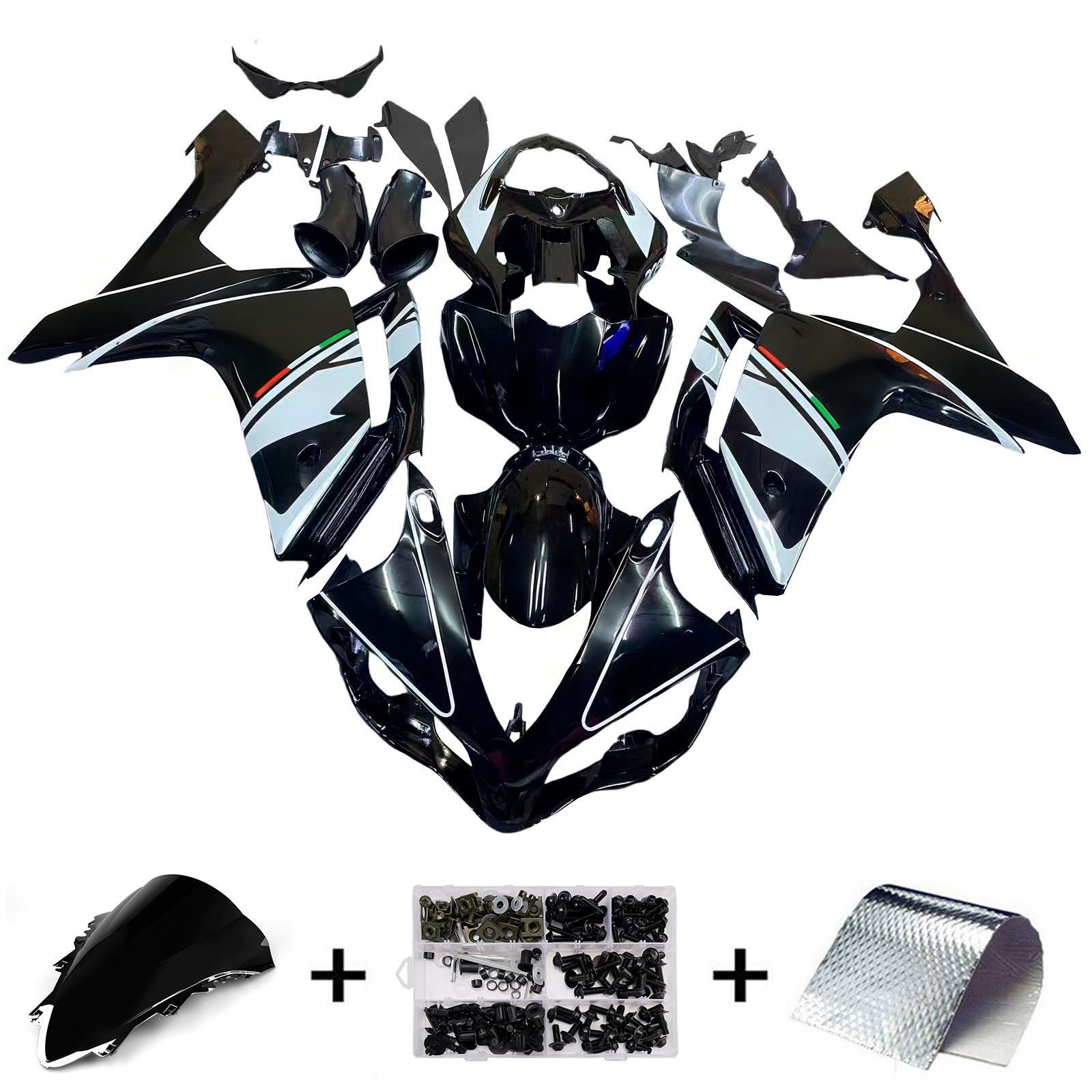 2007-2008 Yamaha YZF-R1 Black FIAT R1 Racing Amotopart Fairings Customs Fairing