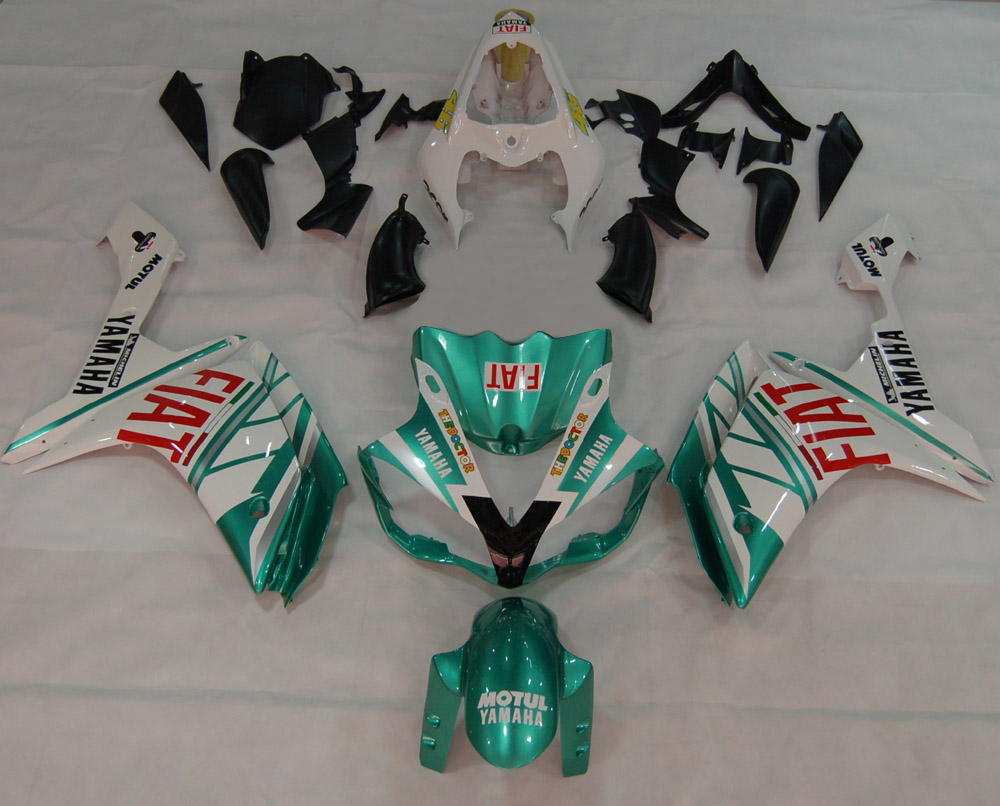 2007-2008 Yamaha YZF-R1 Green Emerald White FIAT Racing Amotopart Fairings Customs Fairing