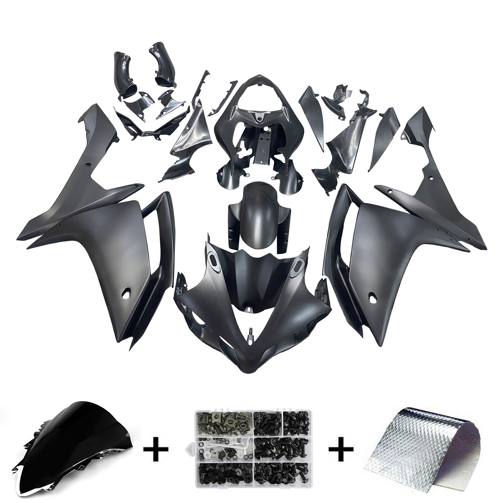 2007-2008 Yamaha YZF-R1 Black Matte & Gold R1 Racing Amotopart Fairings Customs Fairing