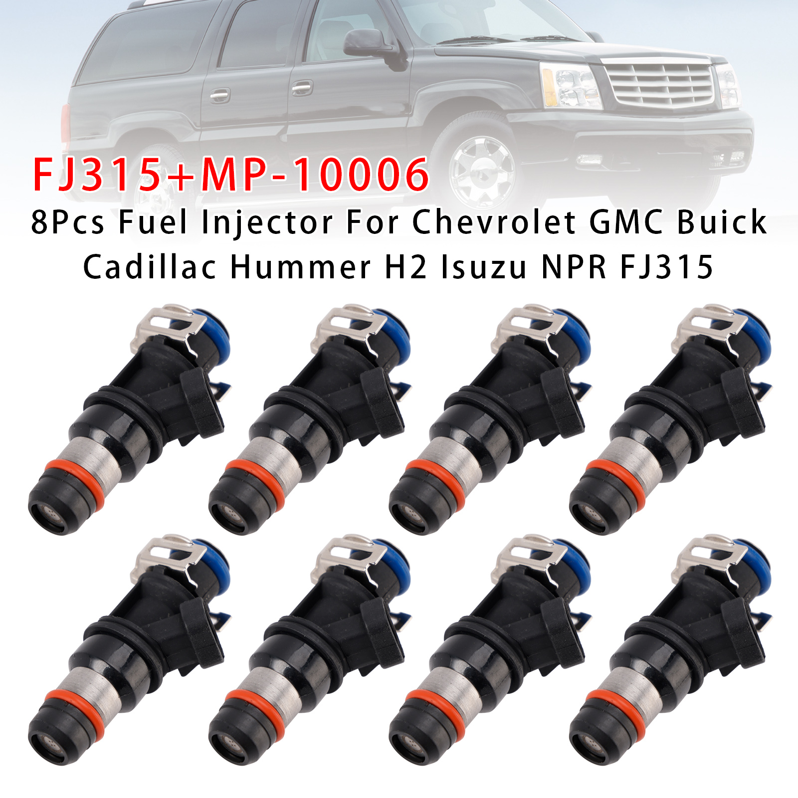8Pcs Fuel Injector For Chevrolet GMC Buick Cadillac Hummer H2 Isuzu NPR FJ315