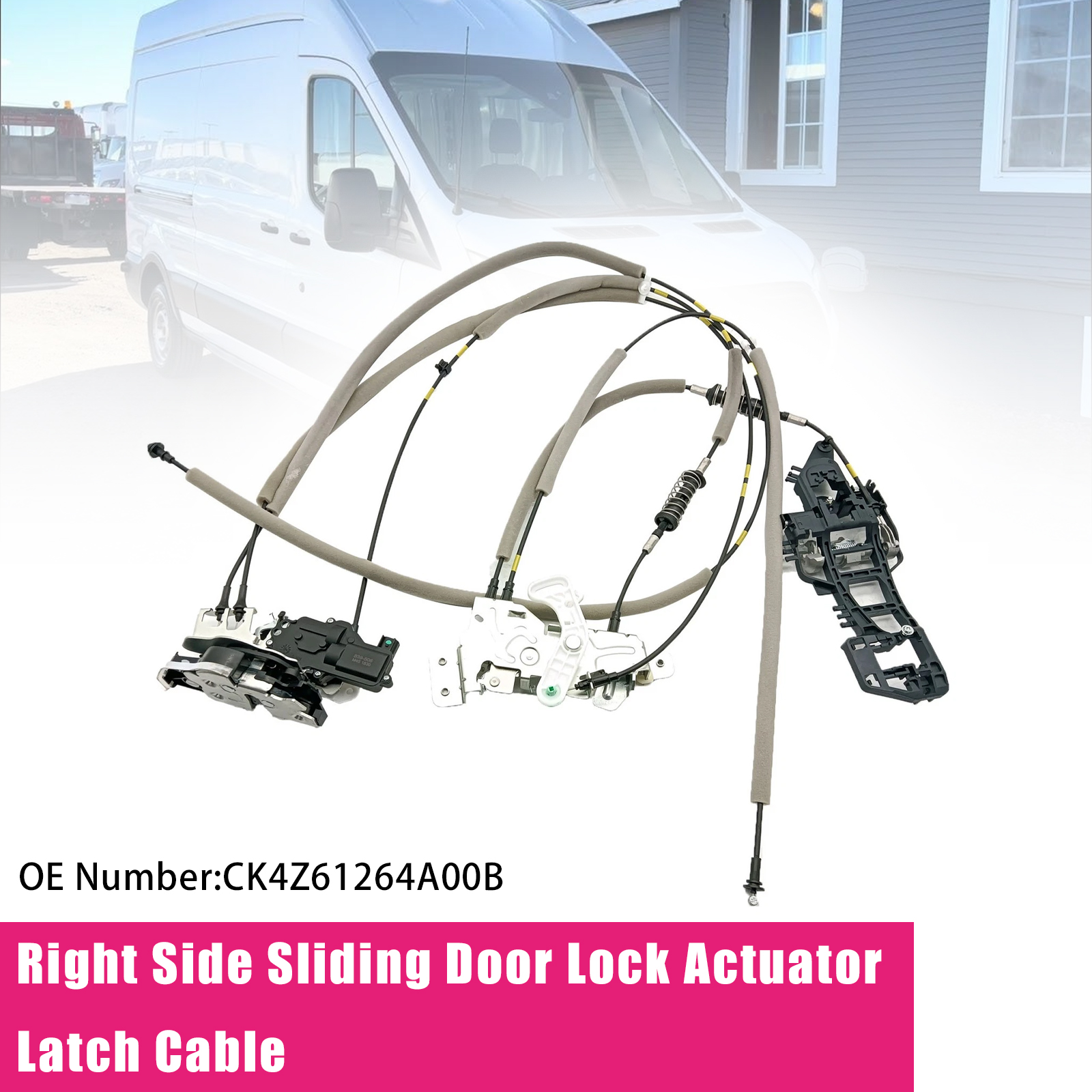 Right Side Sliding Door Lock Actuator Latch Cable CK4Z61264A00B for 2015-2020 Ford Transit-150, Transit-250, Transit-350, Transit-350 HD
