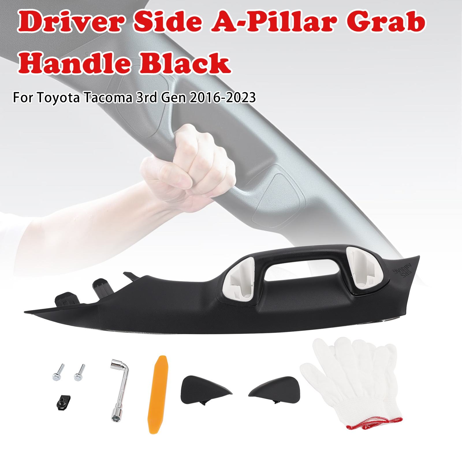 Driver Side A-Pillar Grab Handle Black For Toyota Tacoma 3rd Gen 2016-2023 Generic