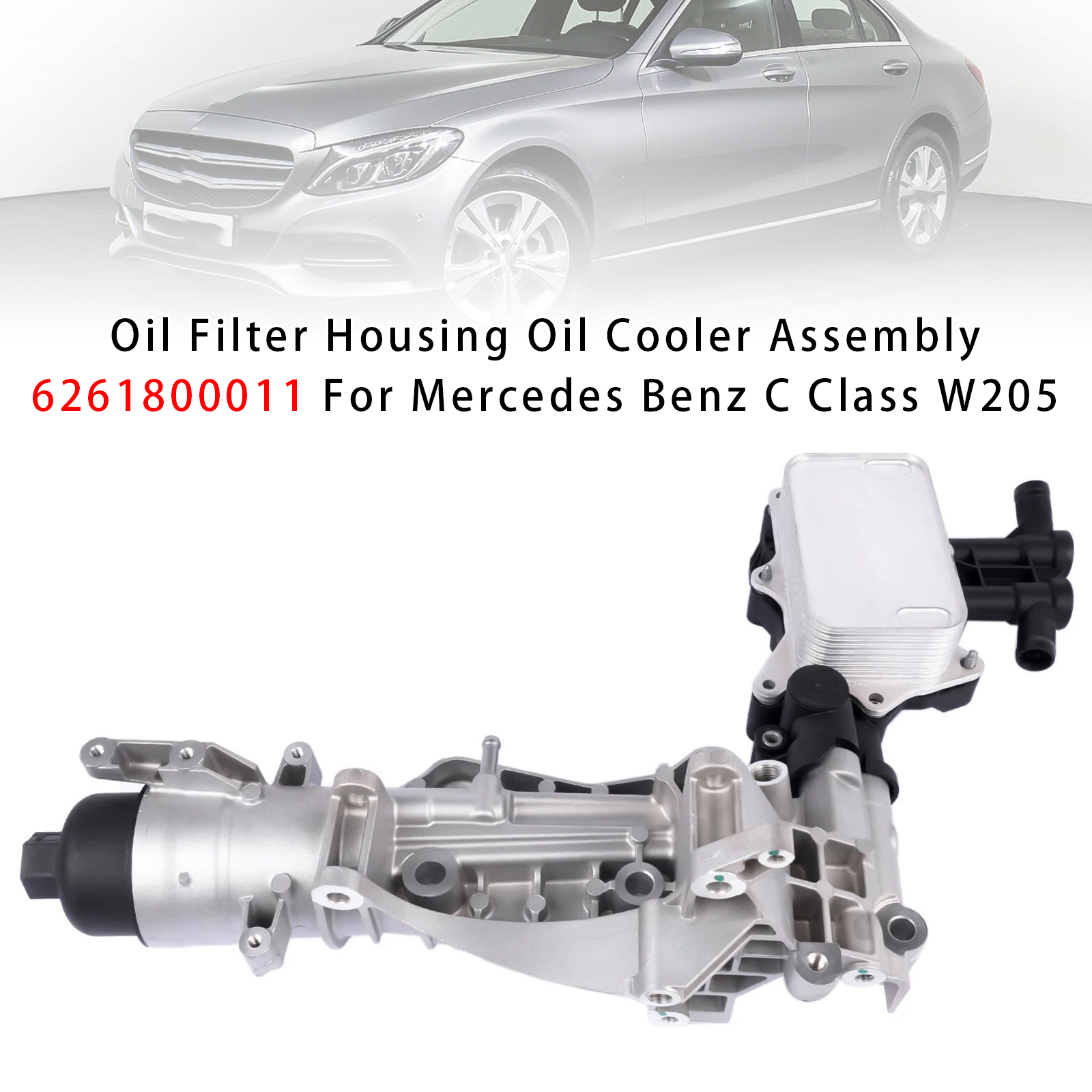 Mercedes Benz C Class W205 Oil Filter Housing Oil Cooler Assembly 6261800011 Generic