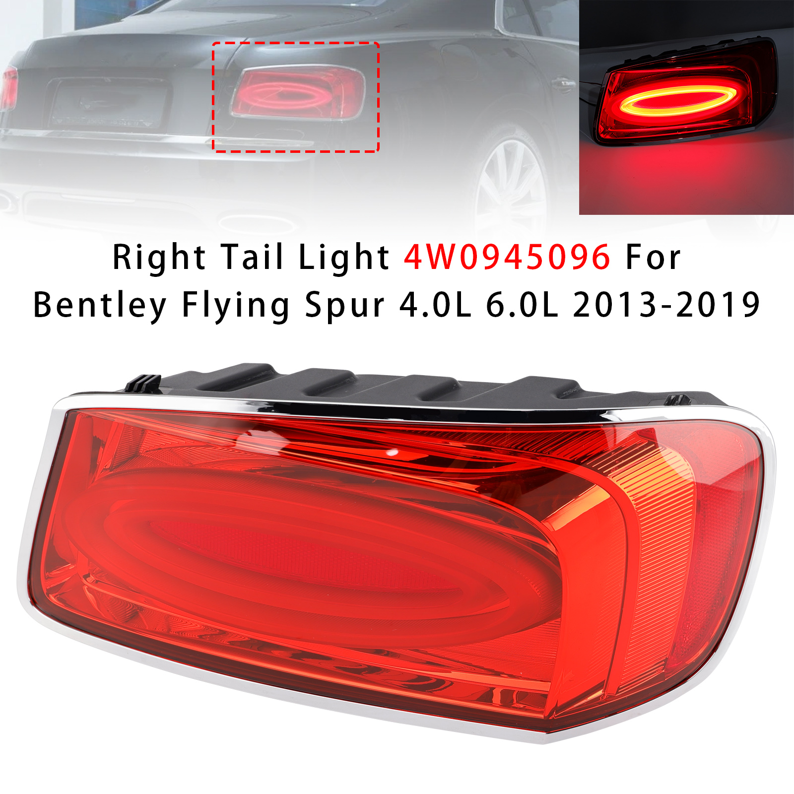 2013-2019 Bentley Flying Spur 4.0L 6.0L Right Tail Light 4W0945096 Generic