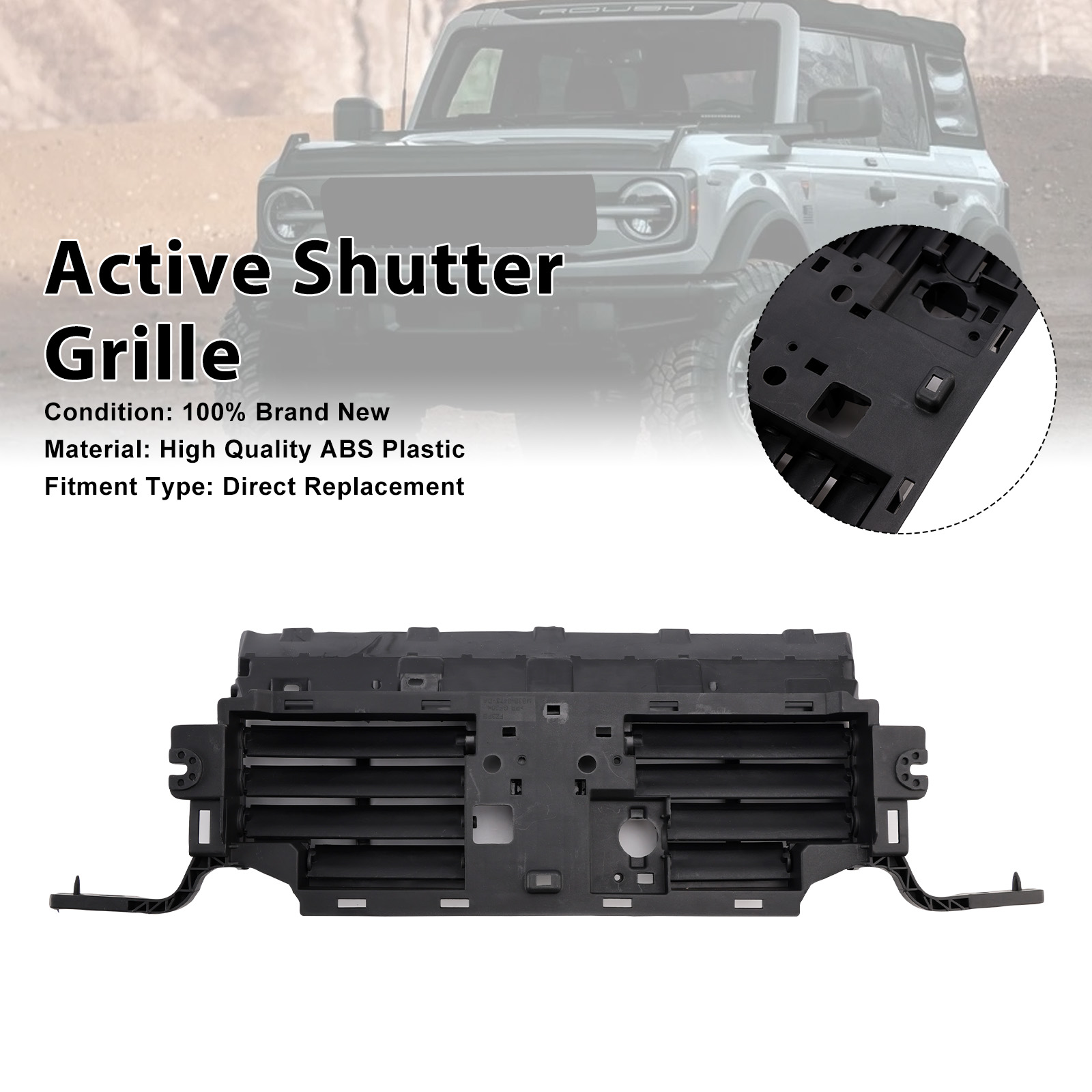 Lower Active Grill Shutter Fit Ford Bronco 2.3L 2.7L 2021-2022 W/ Motor