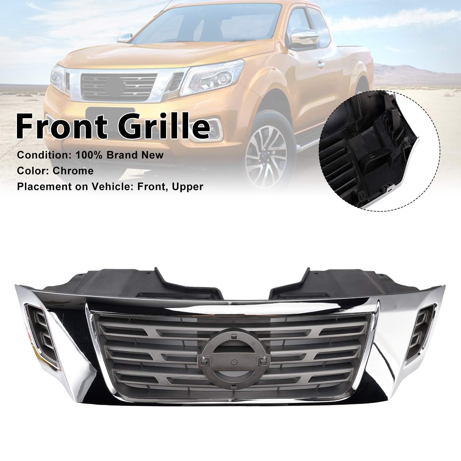 2015-2020 Nissan Navara D23 NP300 Front Bumper Grille Chrome Generic