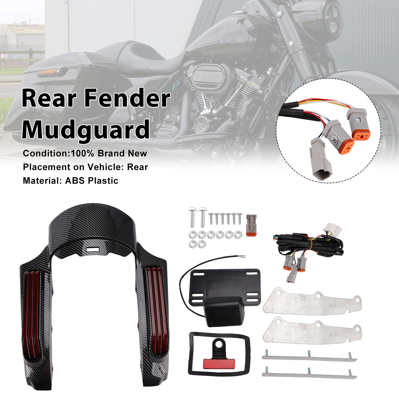 Rear Fender LED Light Red fit for Touring Road King FLHR Street Glide FLHX FLTRX 2014+