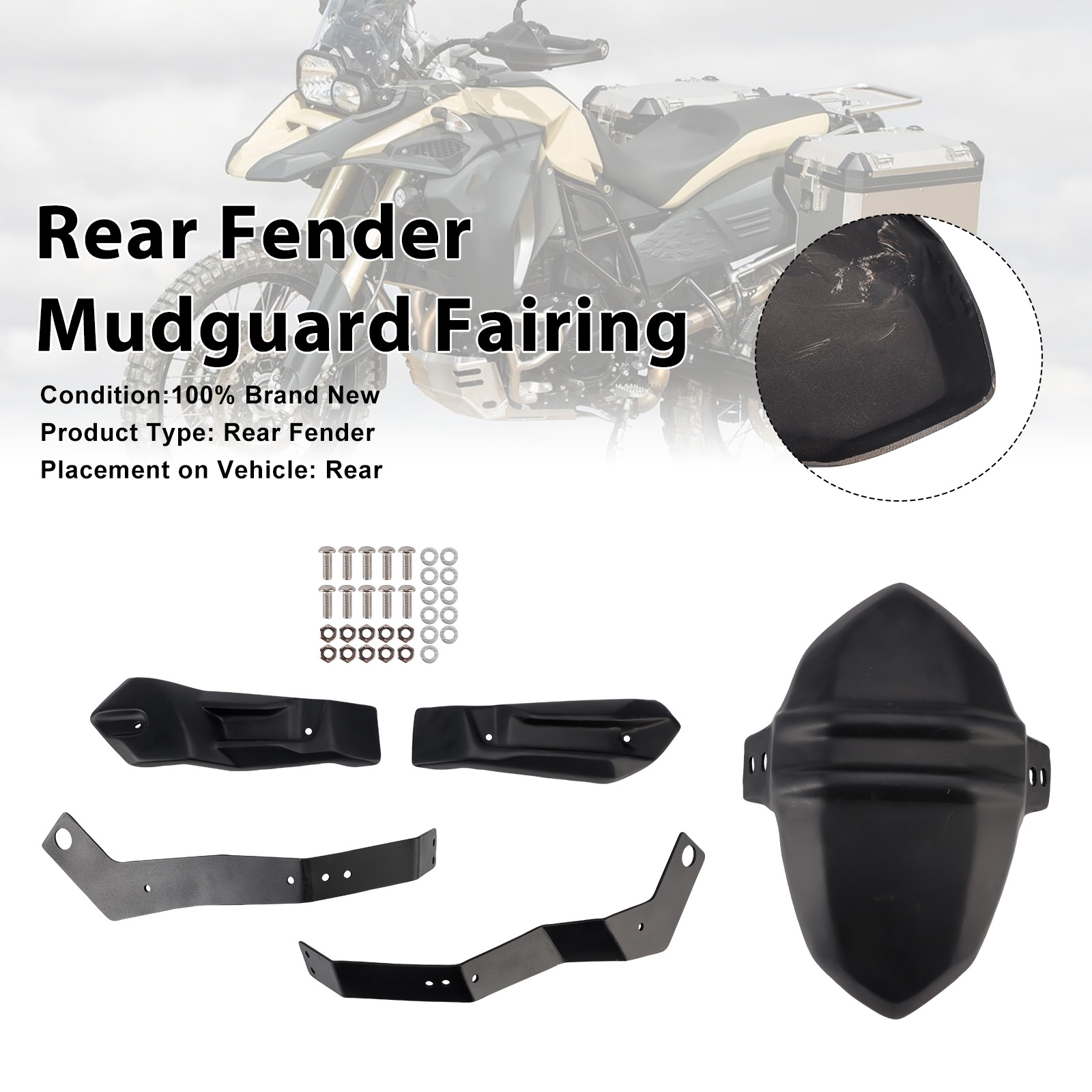 BMW F800GS Rear Fender Mudguard Fairing Black Generic
