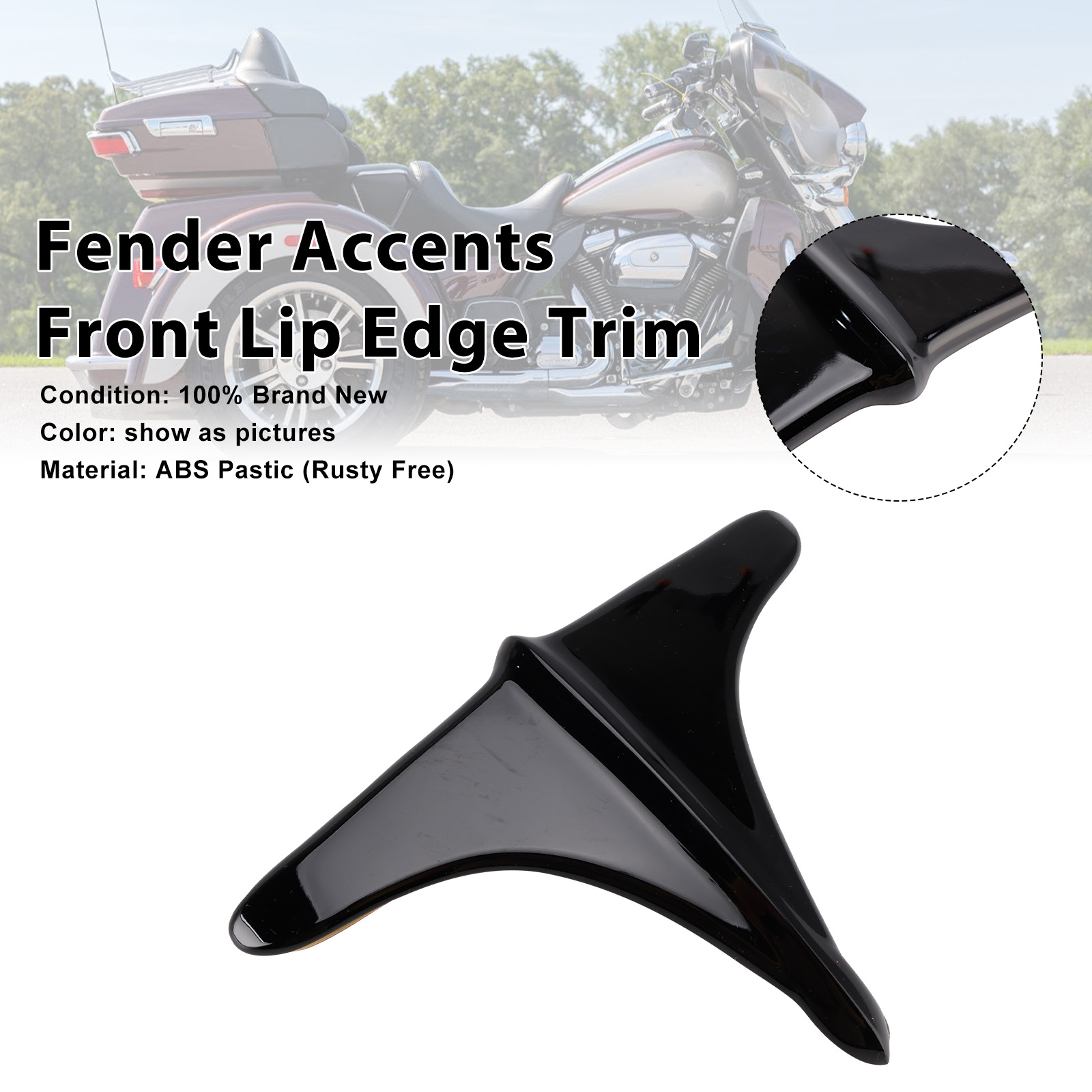 2009-2023 Harley ABS Rear Fender Accents Front Edge Trim Black Generic