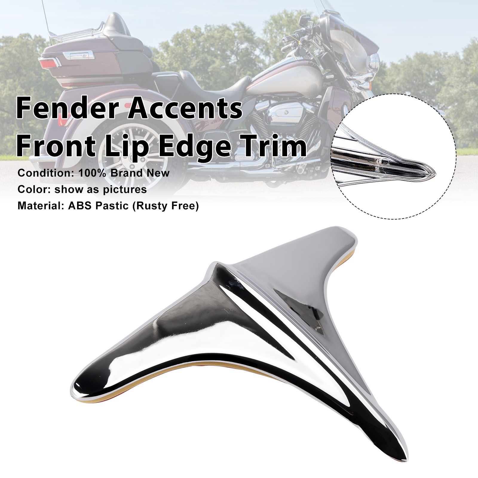 2009-2023 Harley ABS Rear Fender Accents Front Edge Trim Chrome Generic
