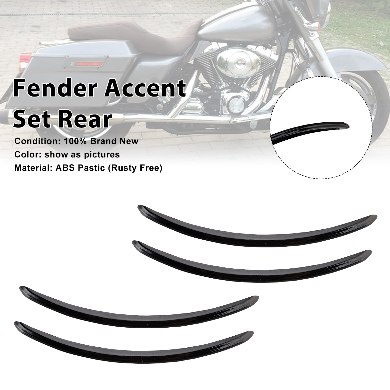 2006-2013 Harley FLHX Street Glide Fender Accent Set Rear Black Generic